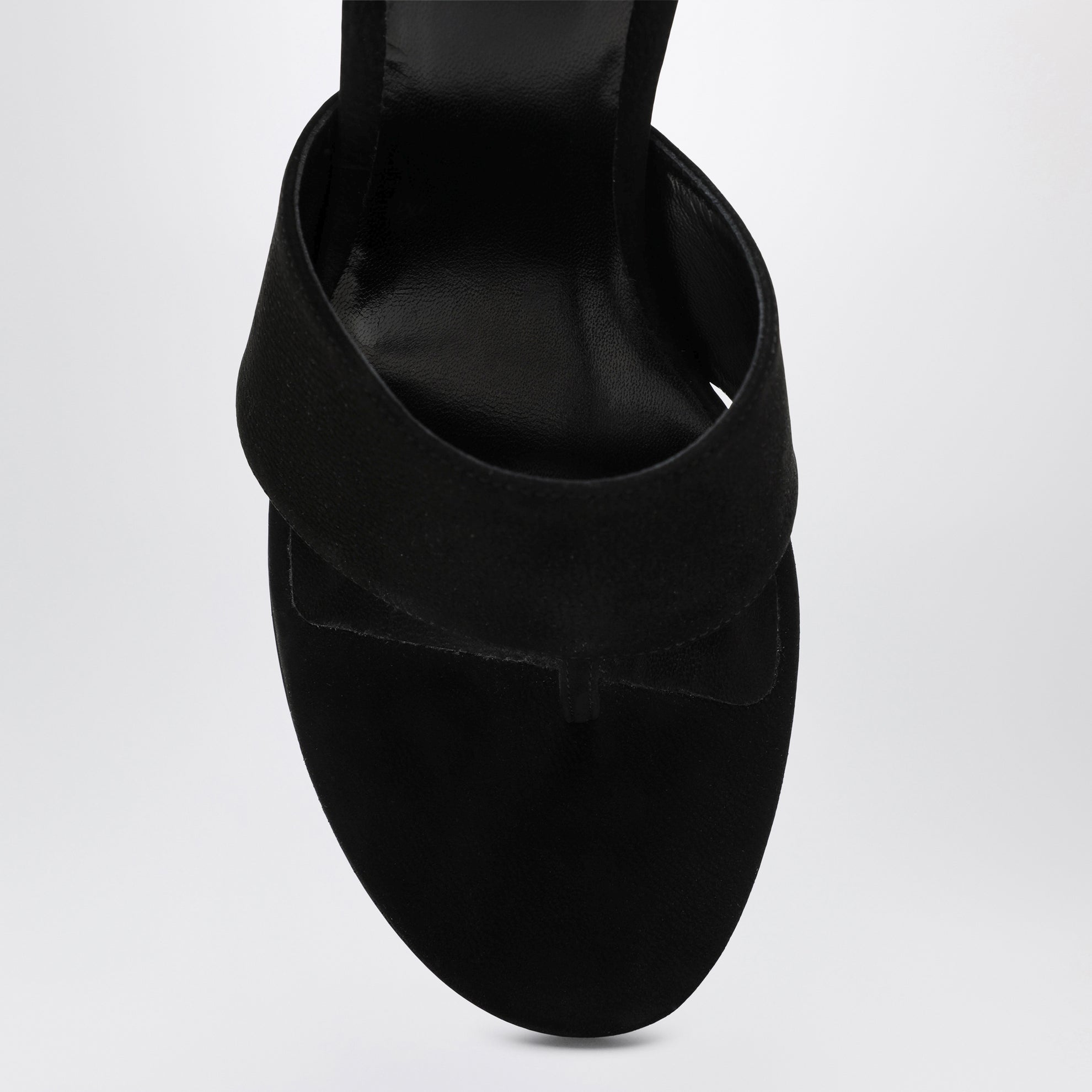 Black nubuck leather thong sandals