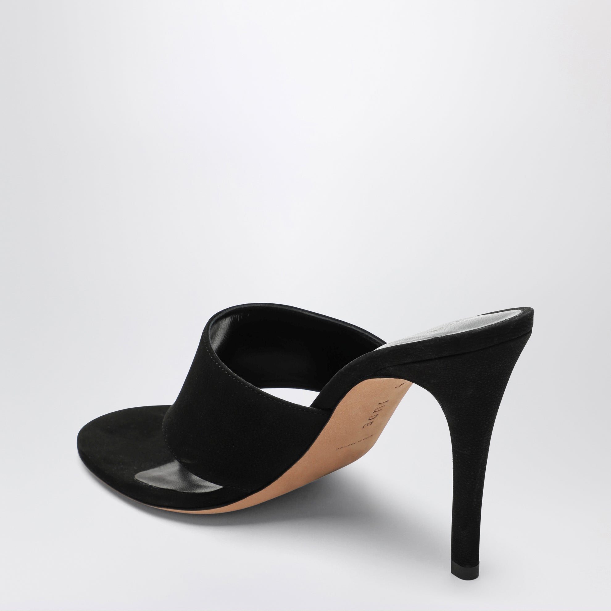 Black nubuck leather thong sandals