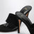 Black nubuck leather thong sandals
