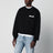 Sweat à col rond noir avec logo en gros-grain