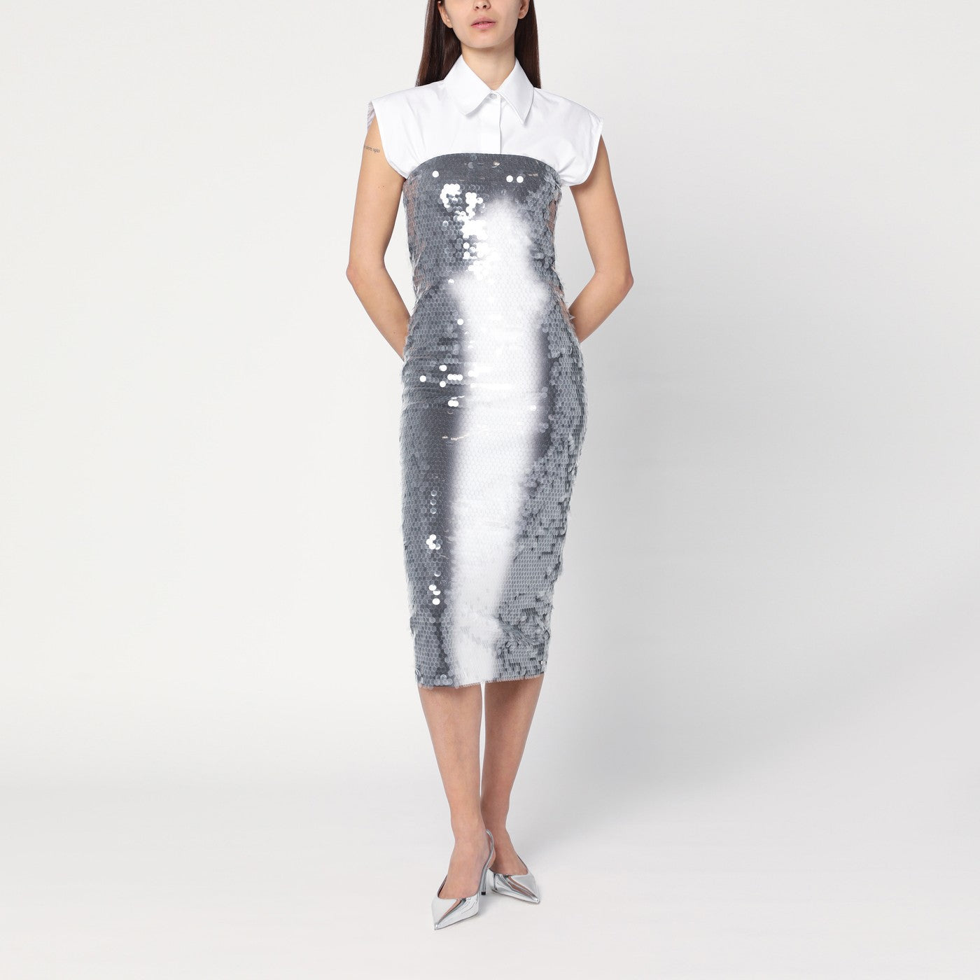 Robe mi-longue à sequins effet dégradé
