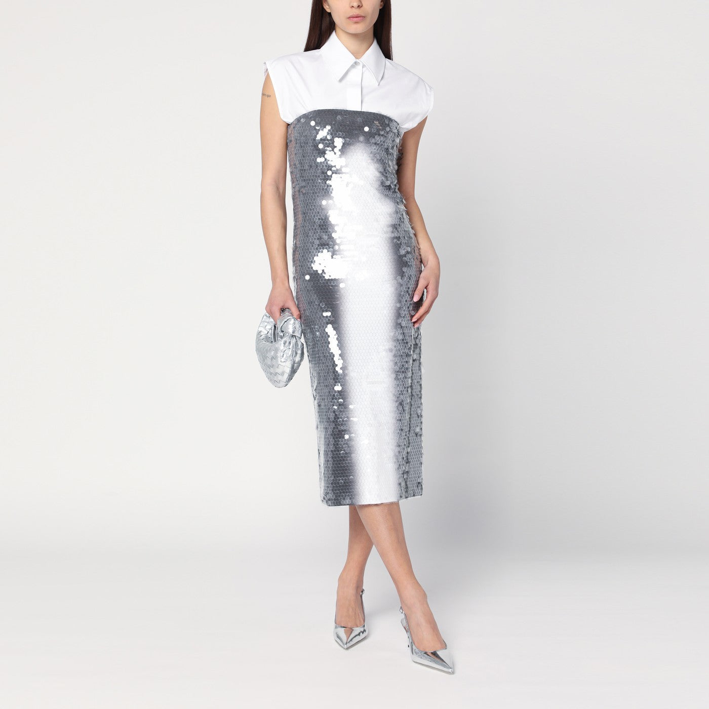 Robe mi-longue à sequins effet dégradé