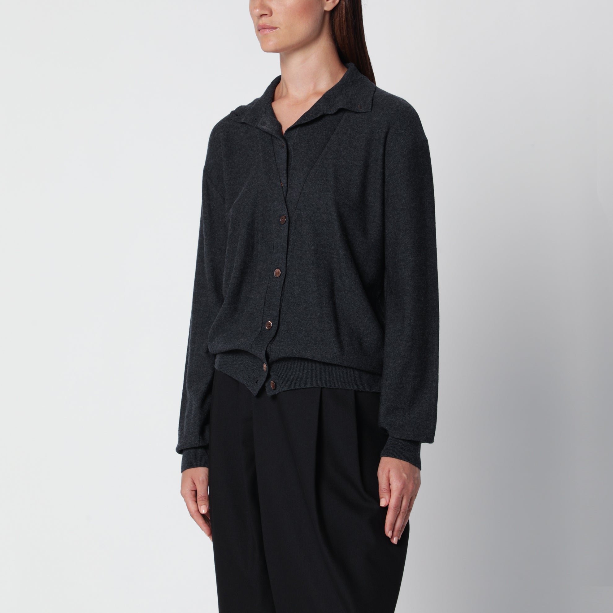 Dunkelgrauer Fabbie Cardigan aus Wolle
