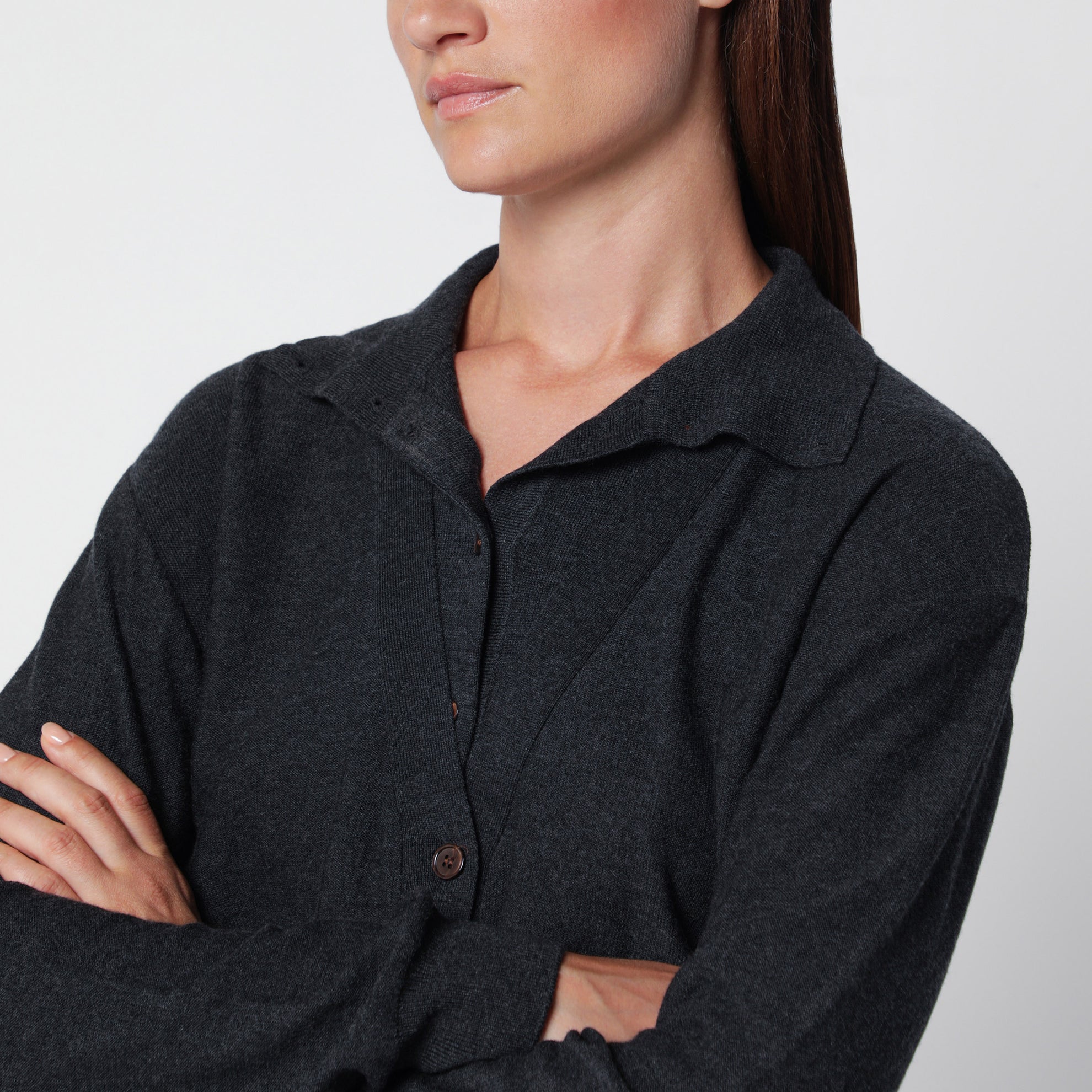 Dunkelgrauer Fabbie Cardigan aus Wolle