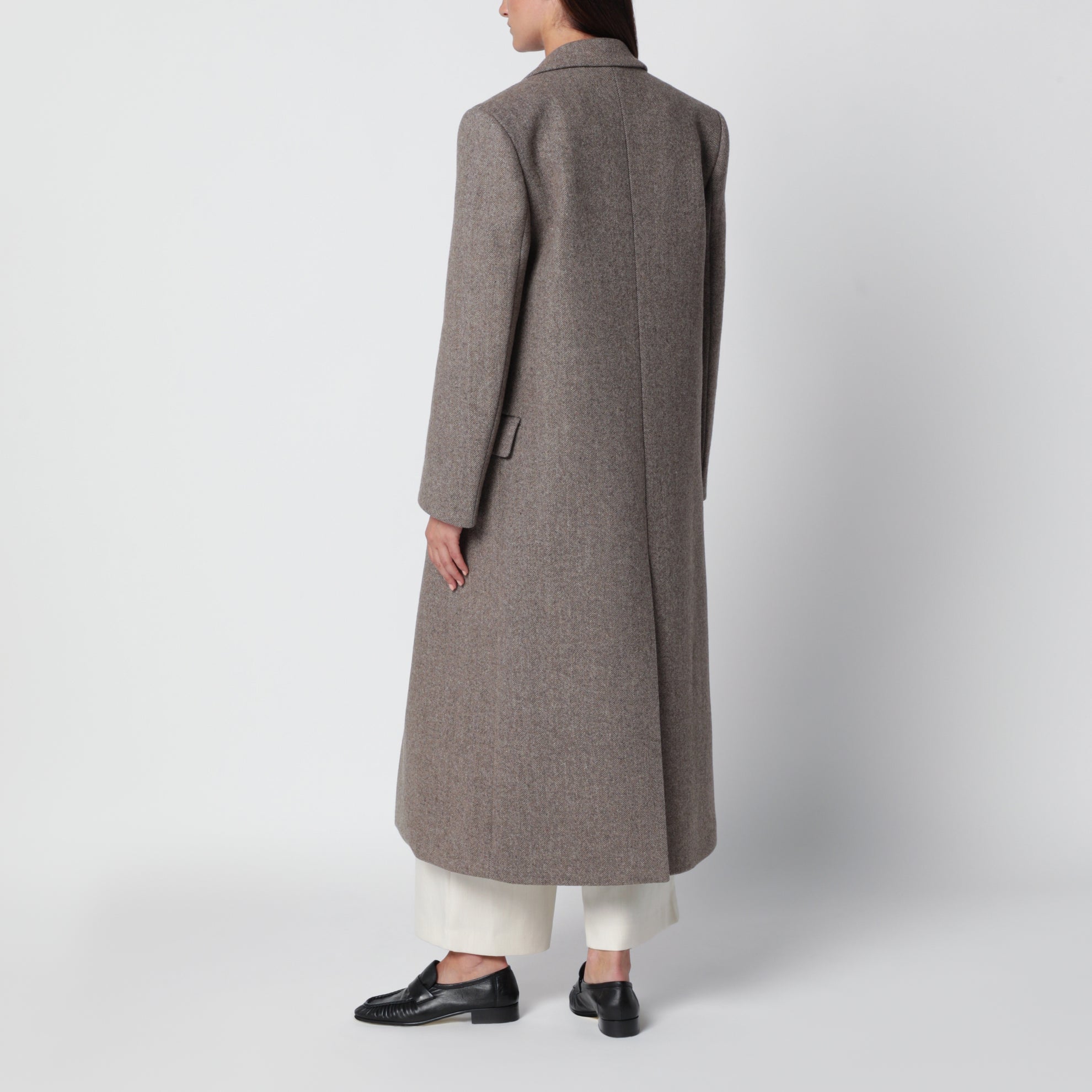 Manteau Reyna beige croisé à motif chevrons