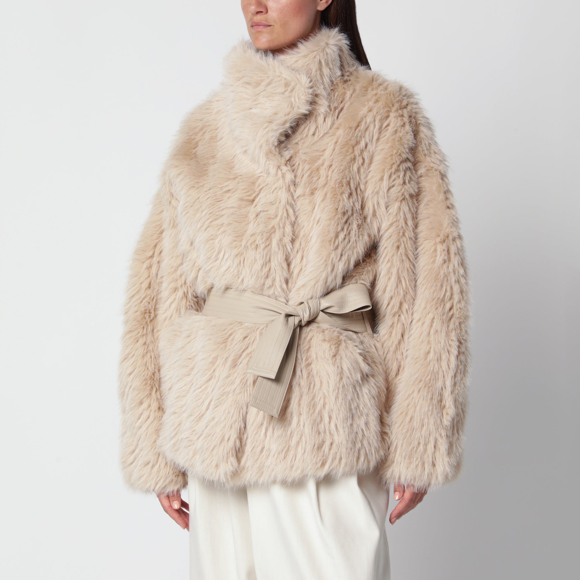 Ilaria beige Kunstpelzjacke