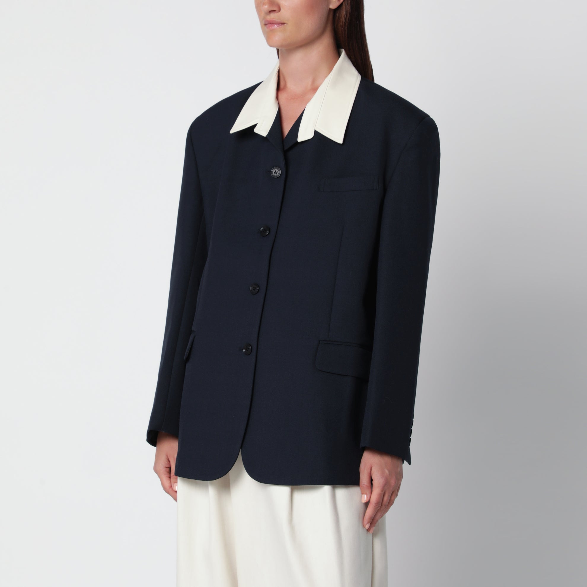 Giacca monopetto Suki blu navy