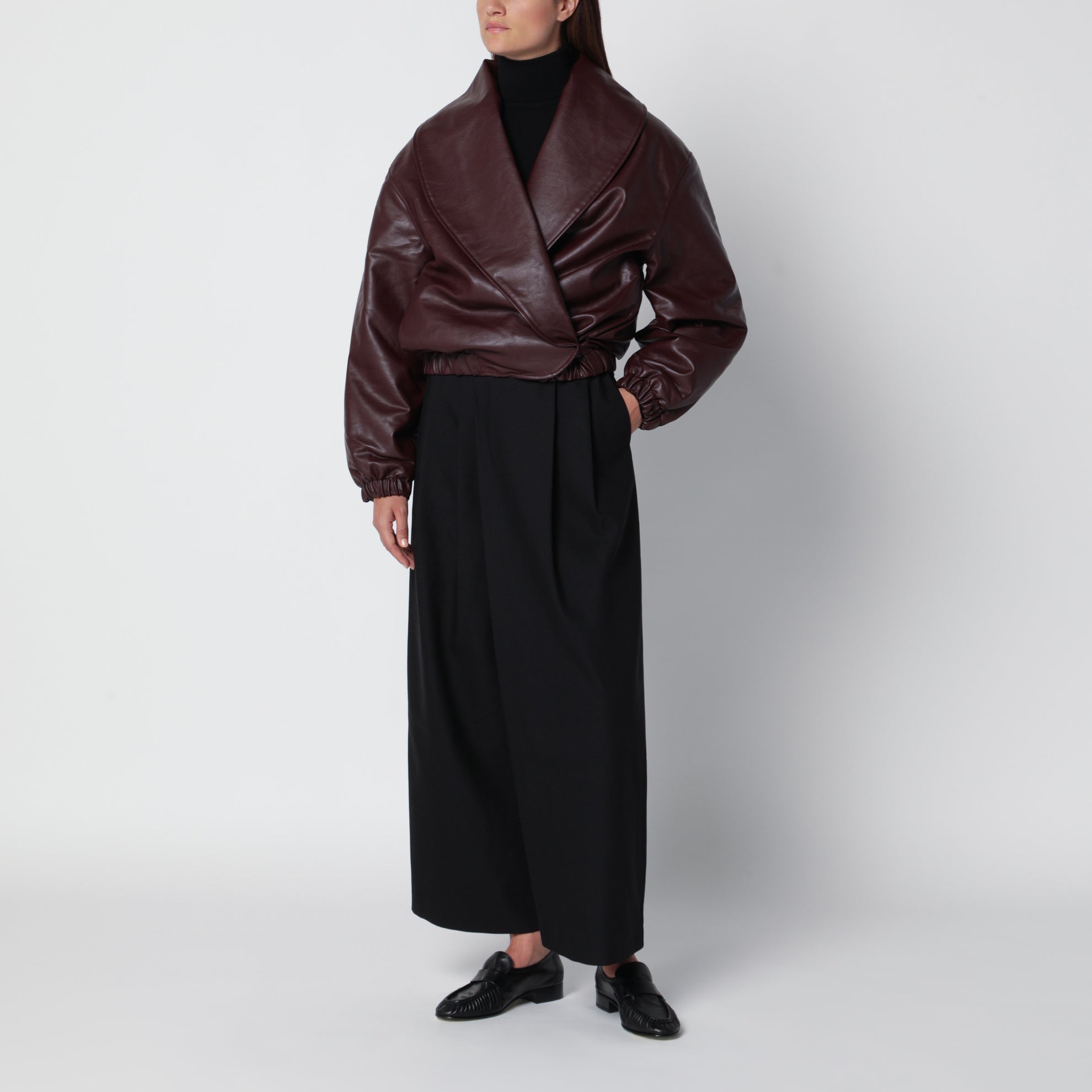 Bomber Eleni burgundy in eco pelle