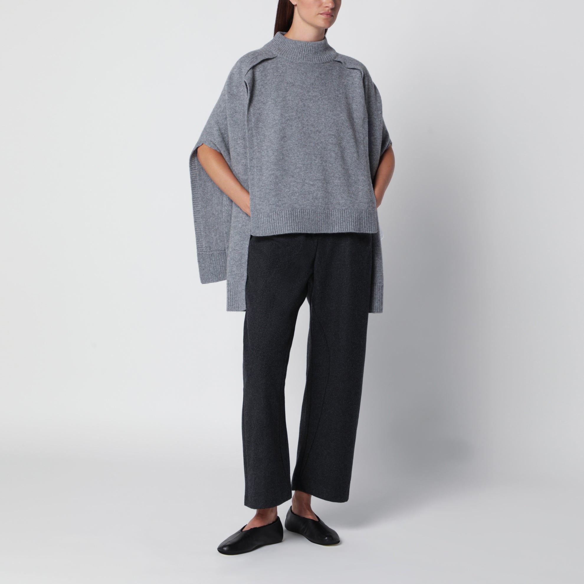 Pantaloni Roanna grigi scuri in misto lana