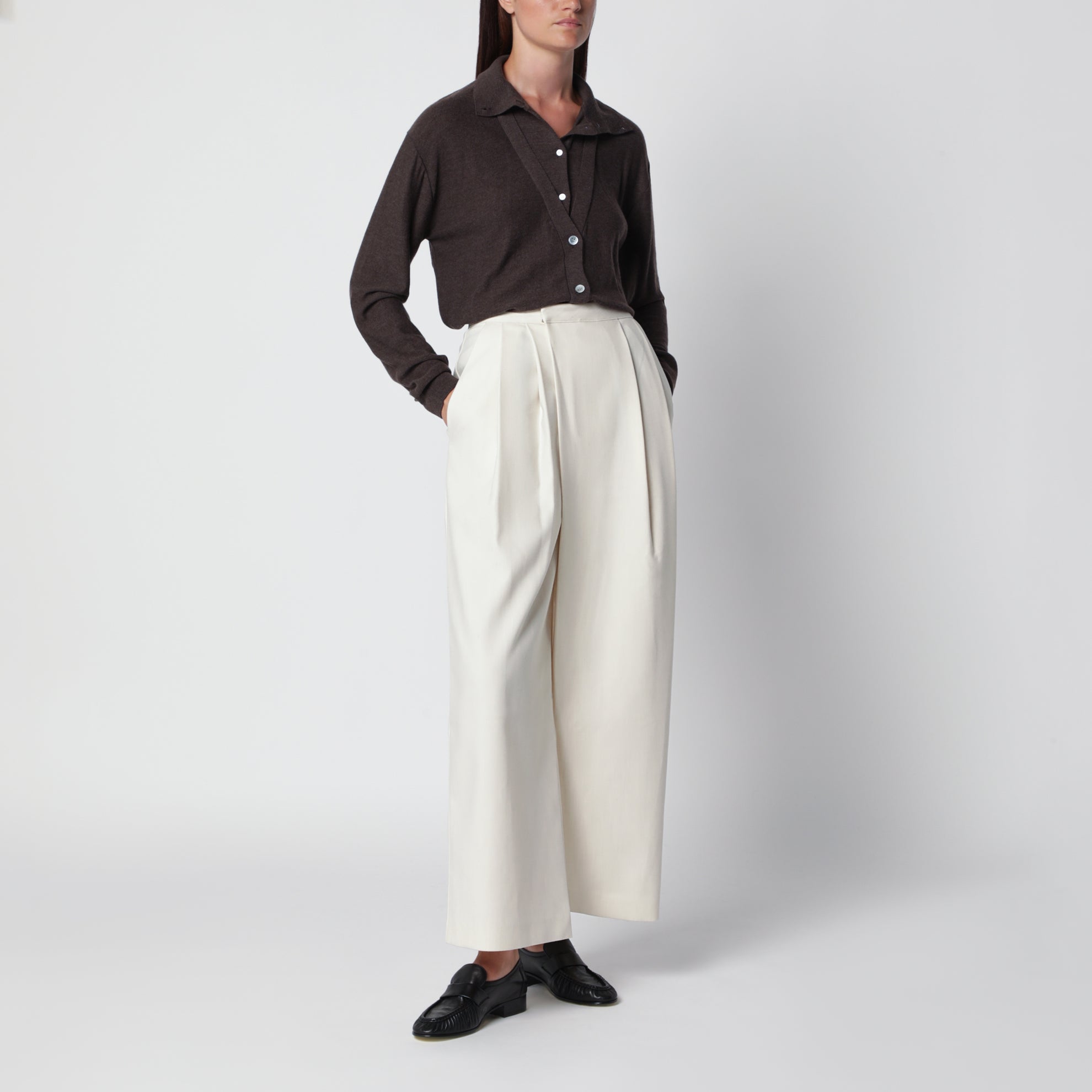 Pantalon large Leiko ivoire