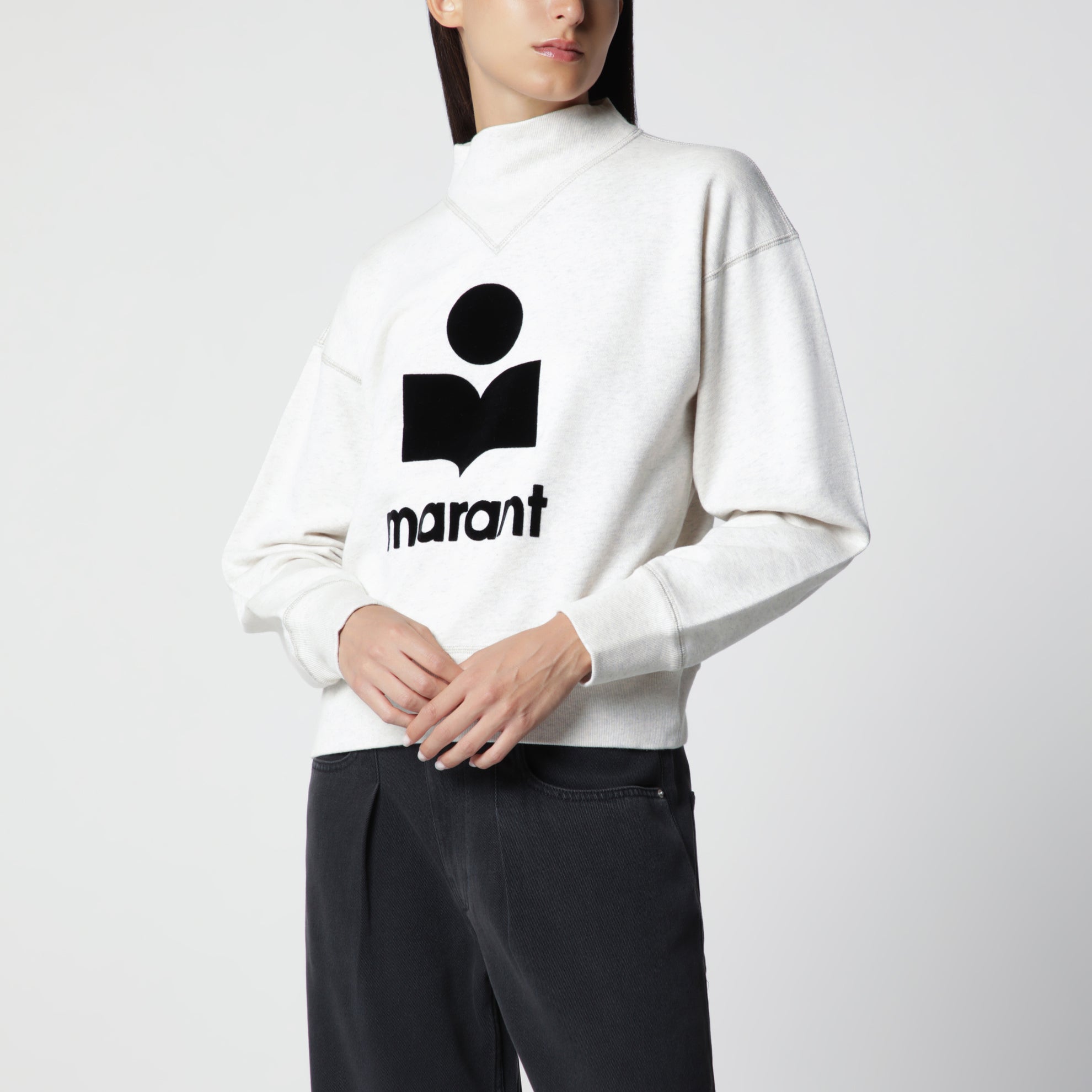 Felpa Moby in cotone écru con logo