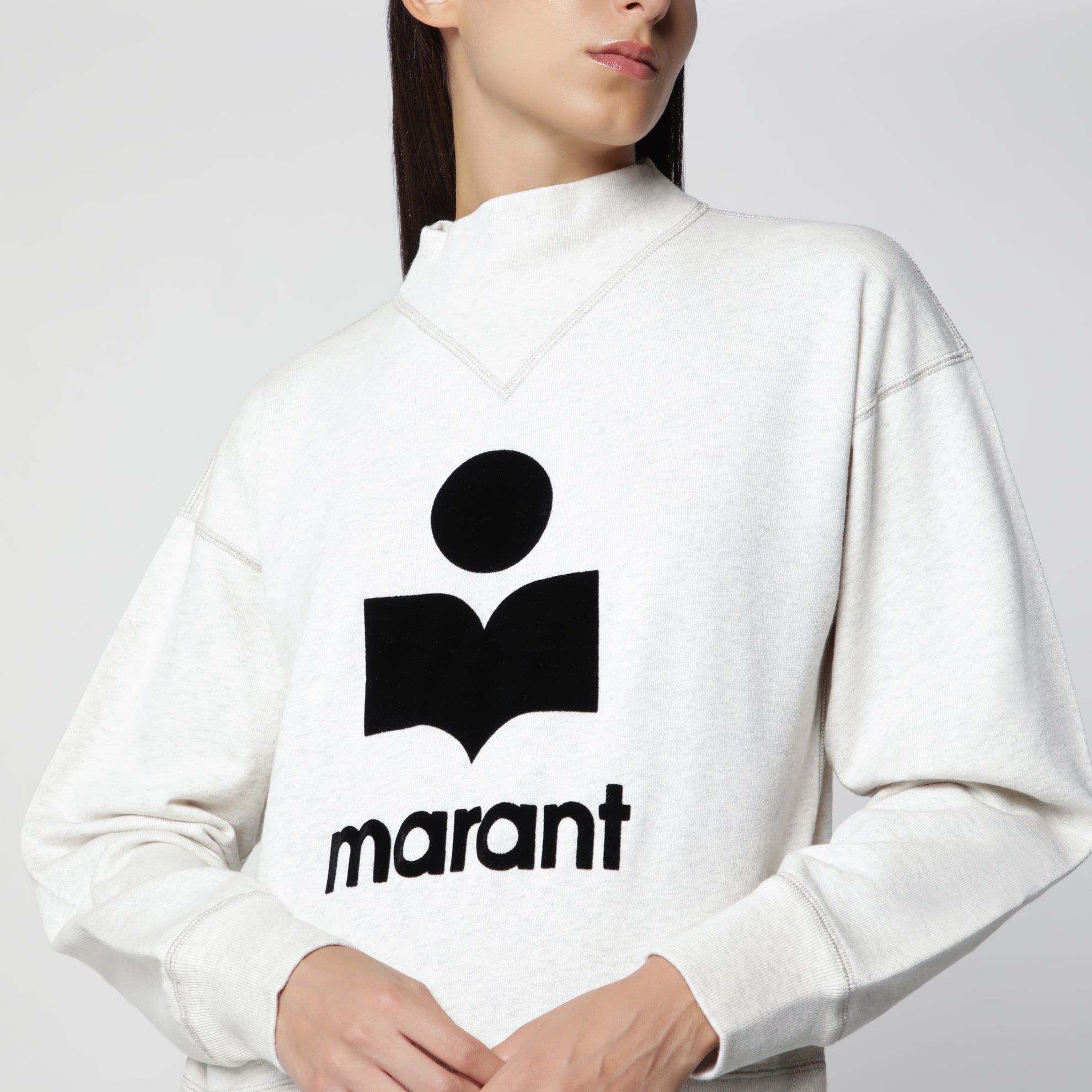 Felpa Moby in cotone écru con logo