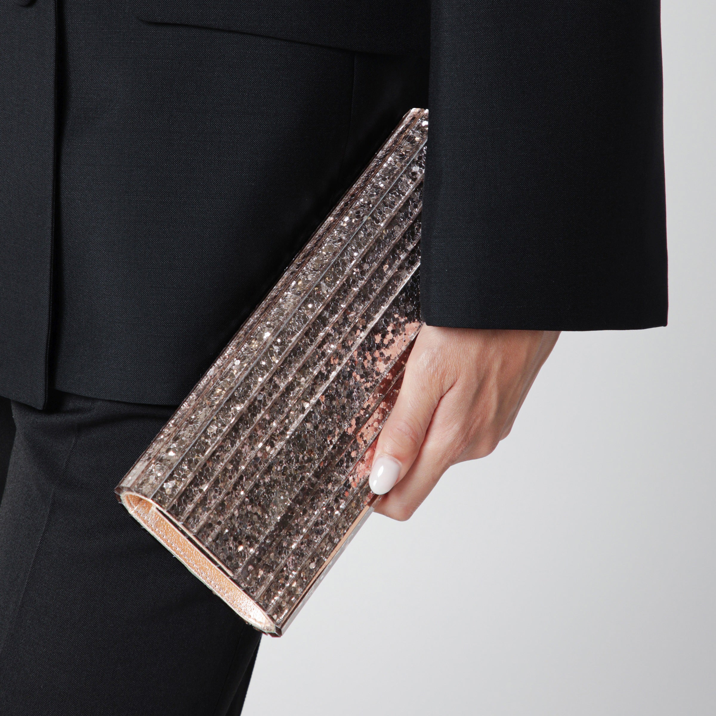 Jimmy Choo Pink Sweetie Glitter Fabric Clutch | TheDoubleF