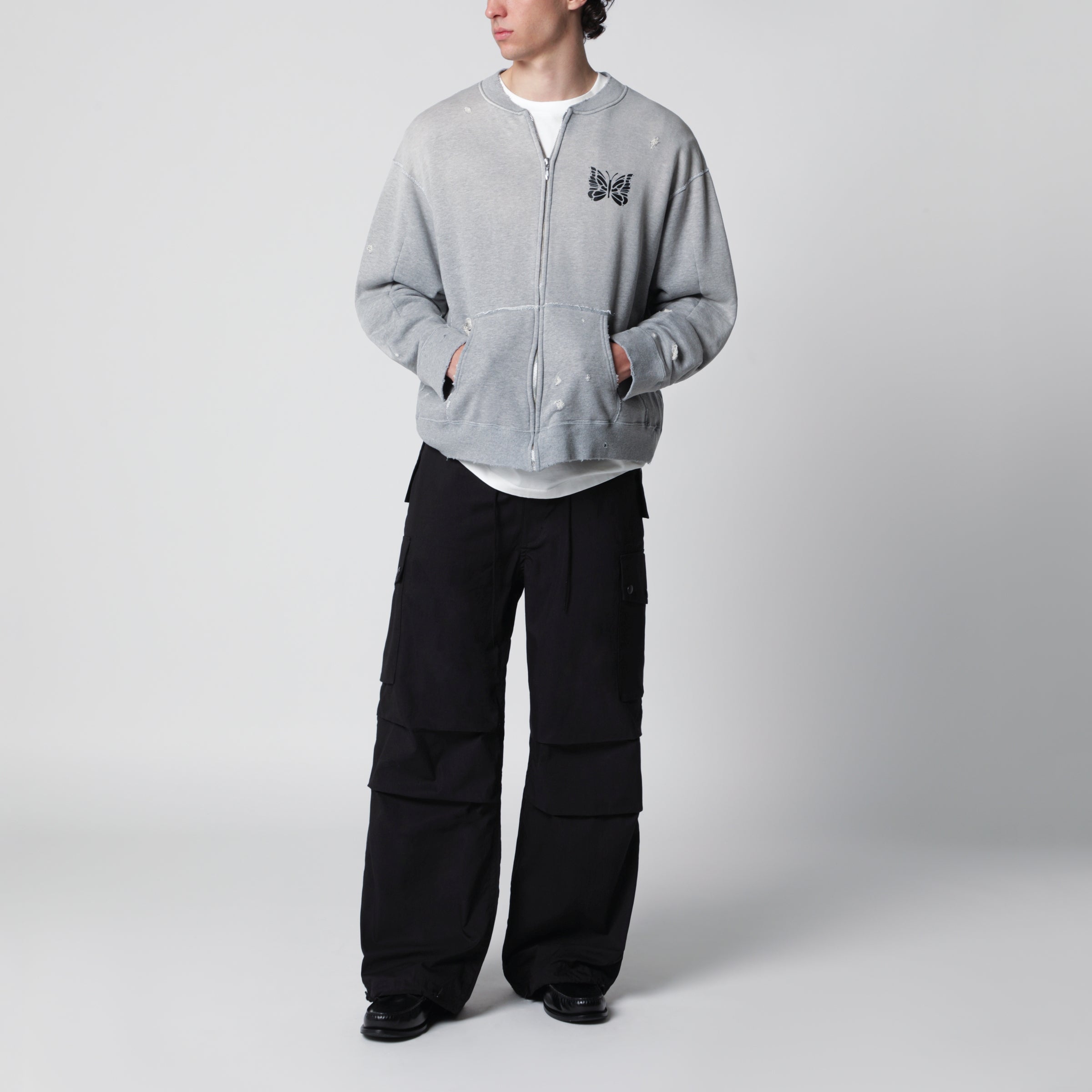 Needles Field cargo pants in cotton-nylon Oxford black | TheDoubleF