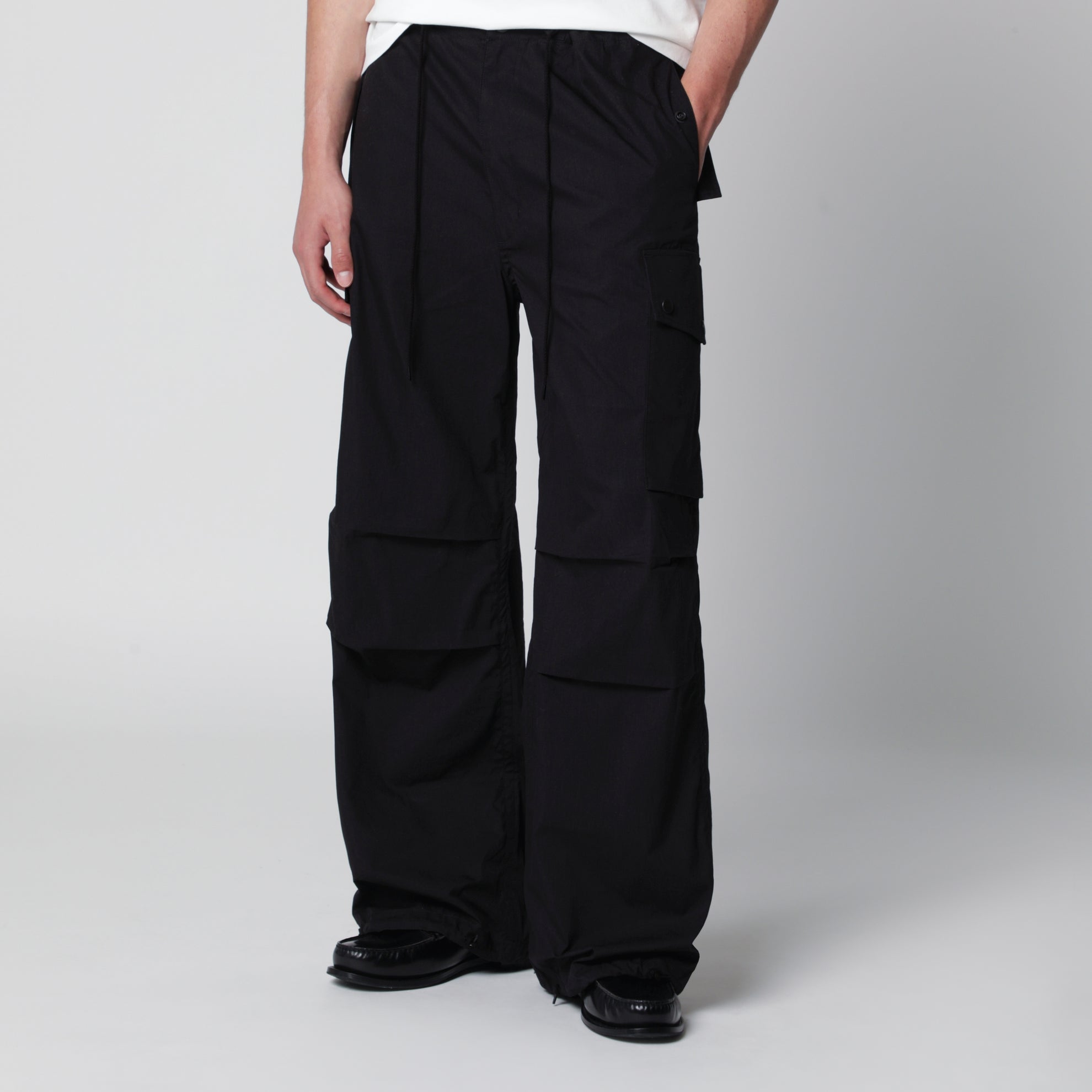 Pantaloni cargo Field wide in cotone nero