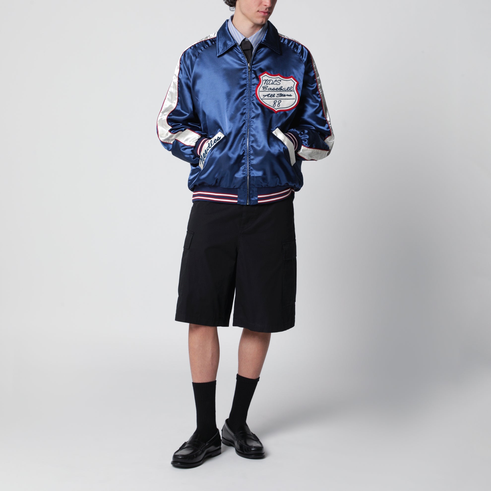 Stadium Jacket in polyester satin, navy