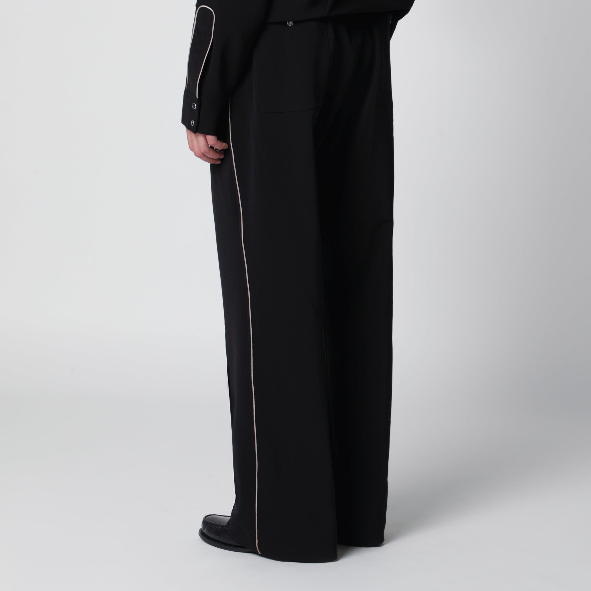 Polyester Piping Cowboy Pants in Black