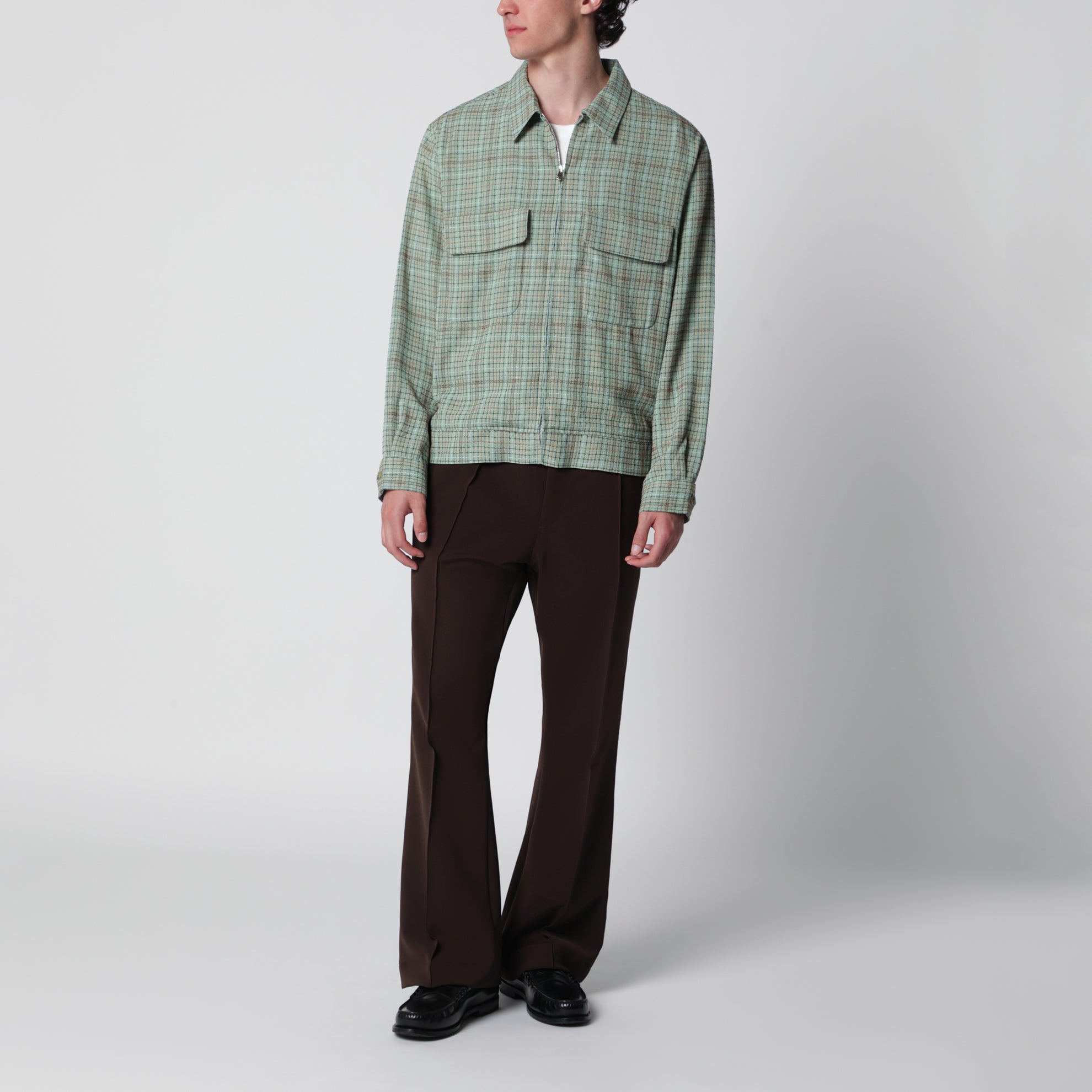 Dobby Grid sporty jacket in rayon blend, mint