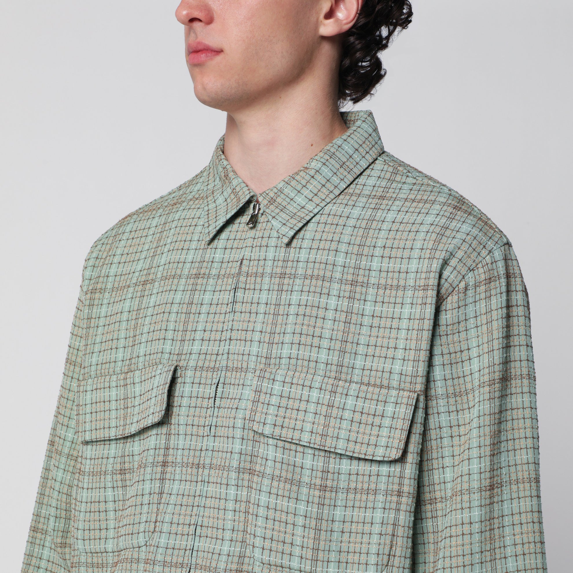 Dobby Grid sporty jacket in rayon blend, mint