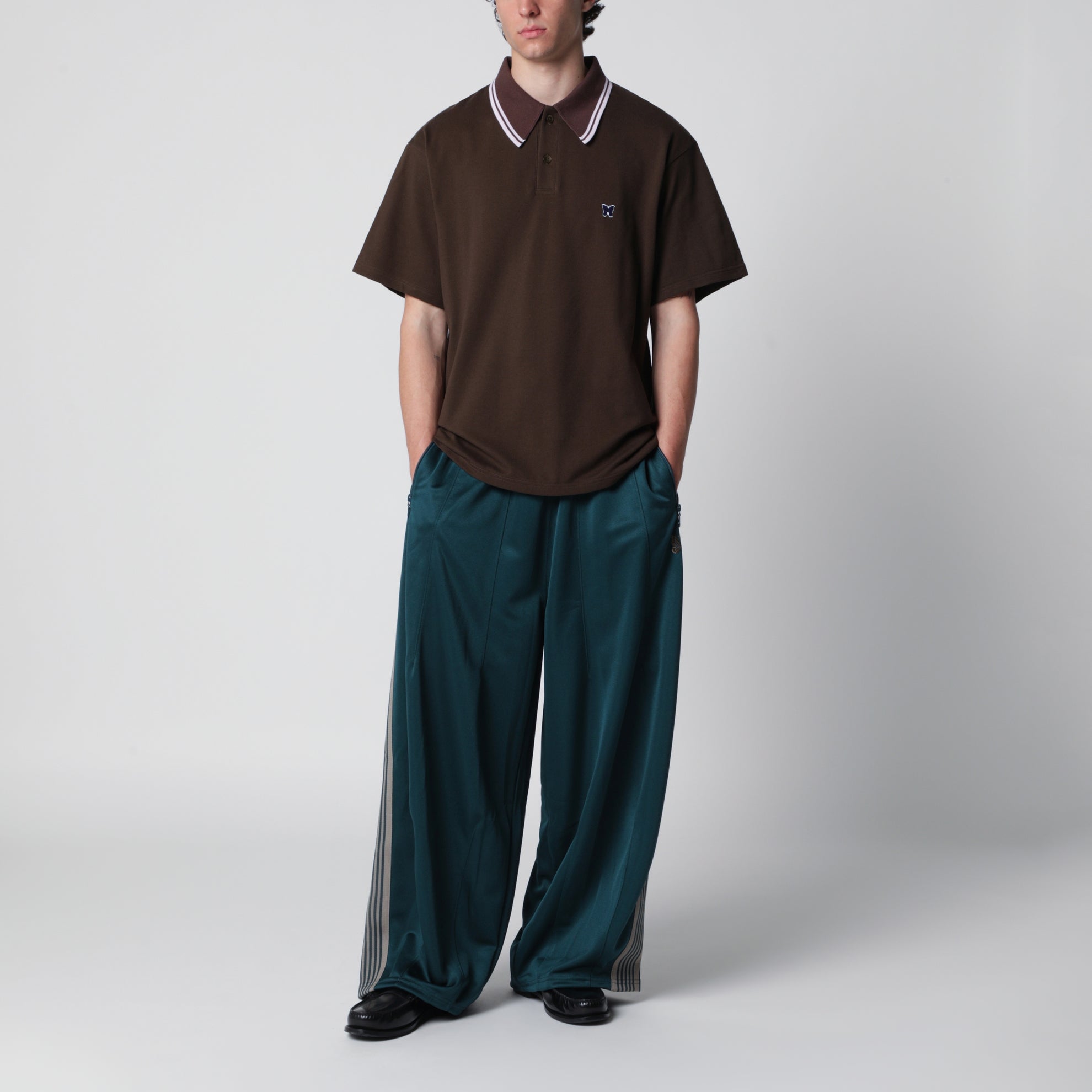 Brown piqué polo shirt