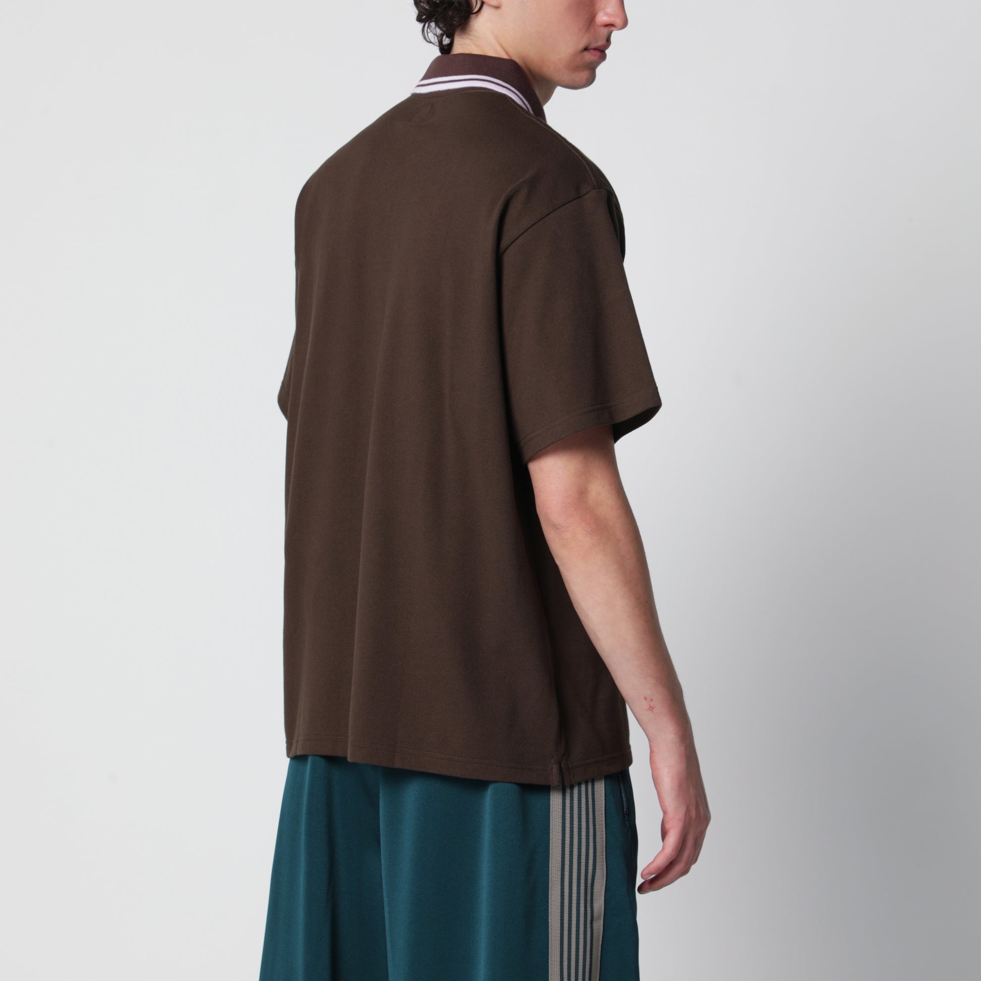 Brown piqué polo shirt
