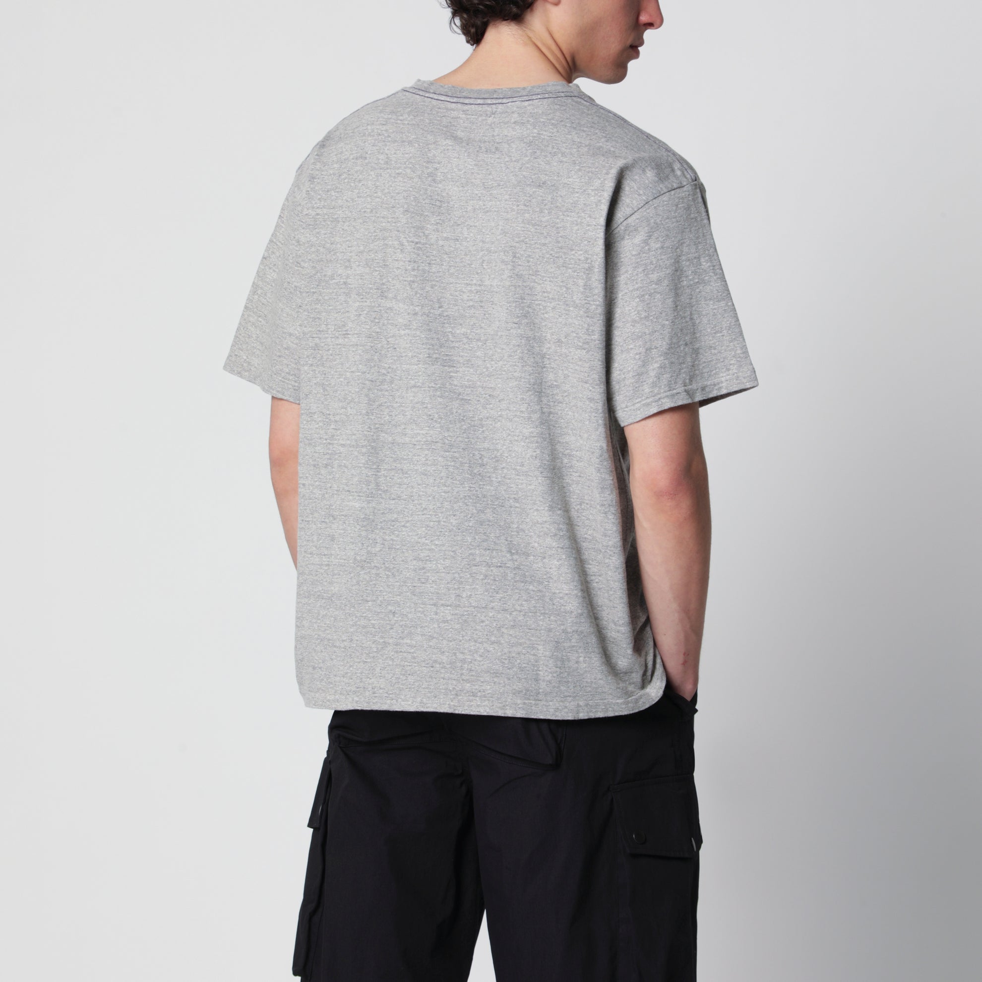 T-shirt gris en coton avec broderie