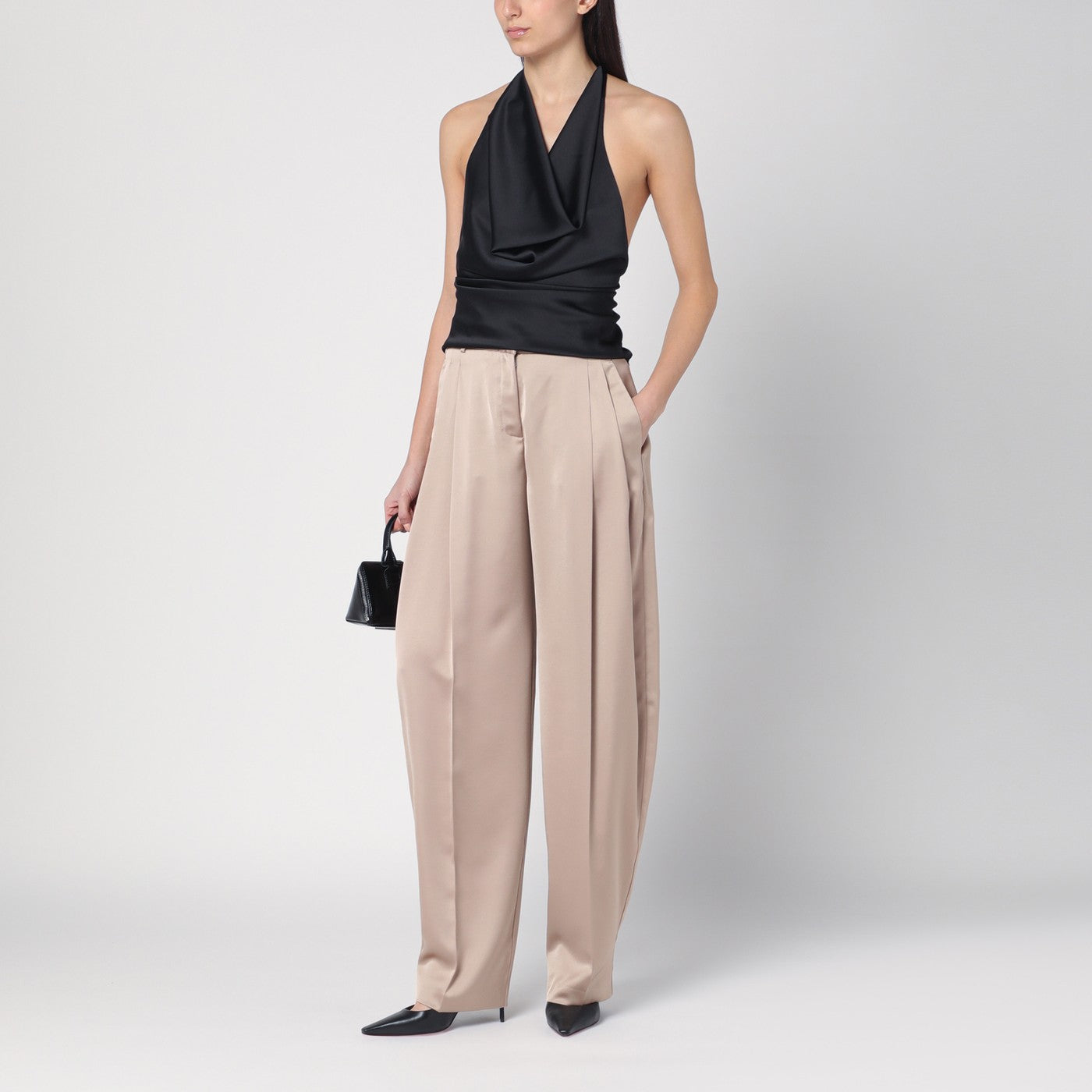 Pantalone ampio greige