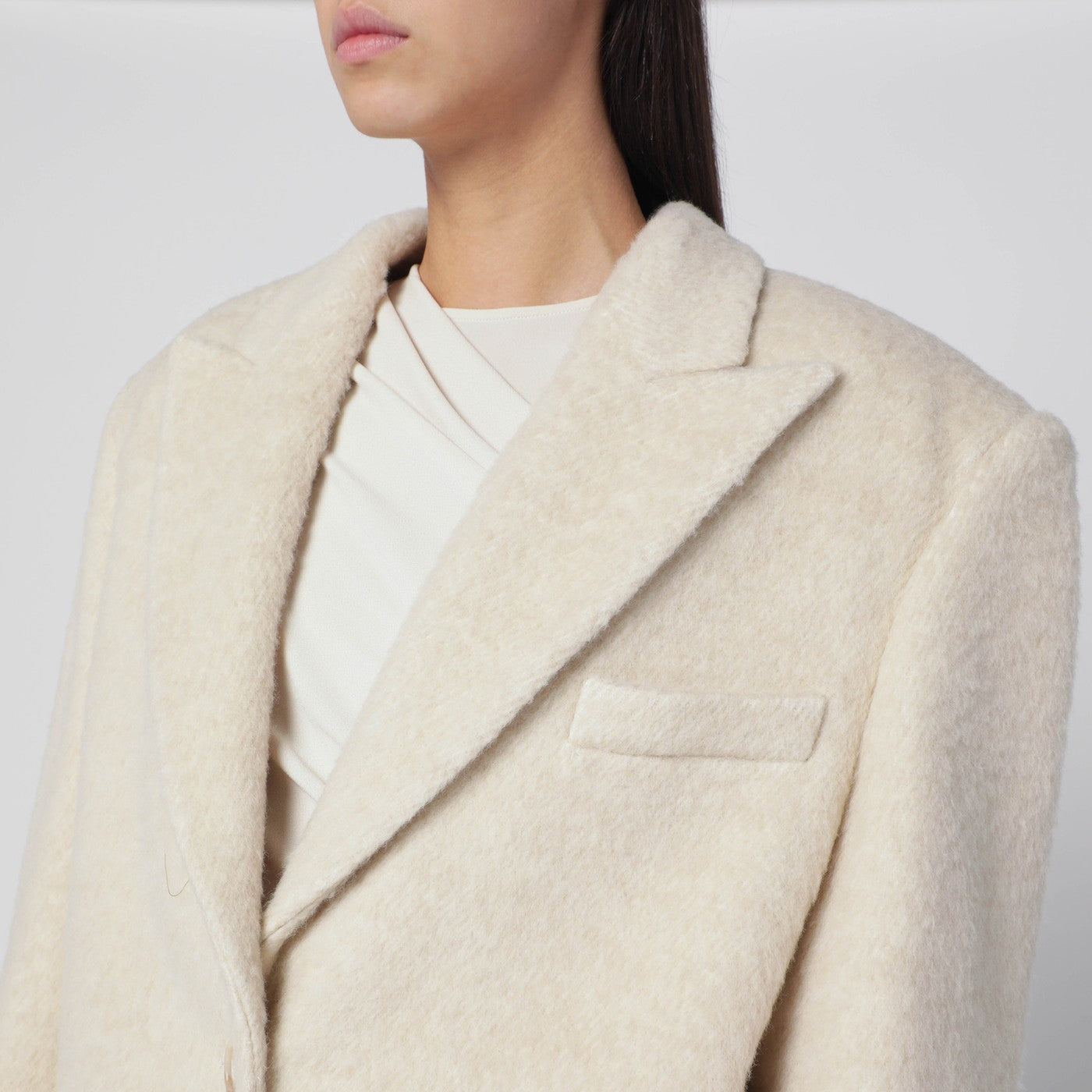Oversized ivory jacket in wool blend