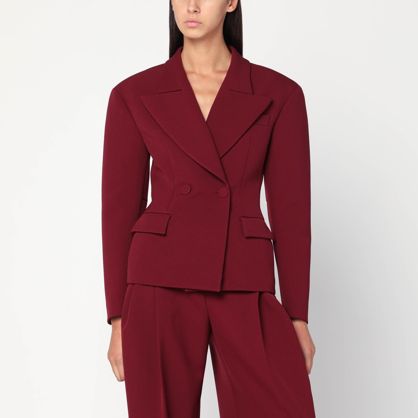 Burgundy single-breasted jacket