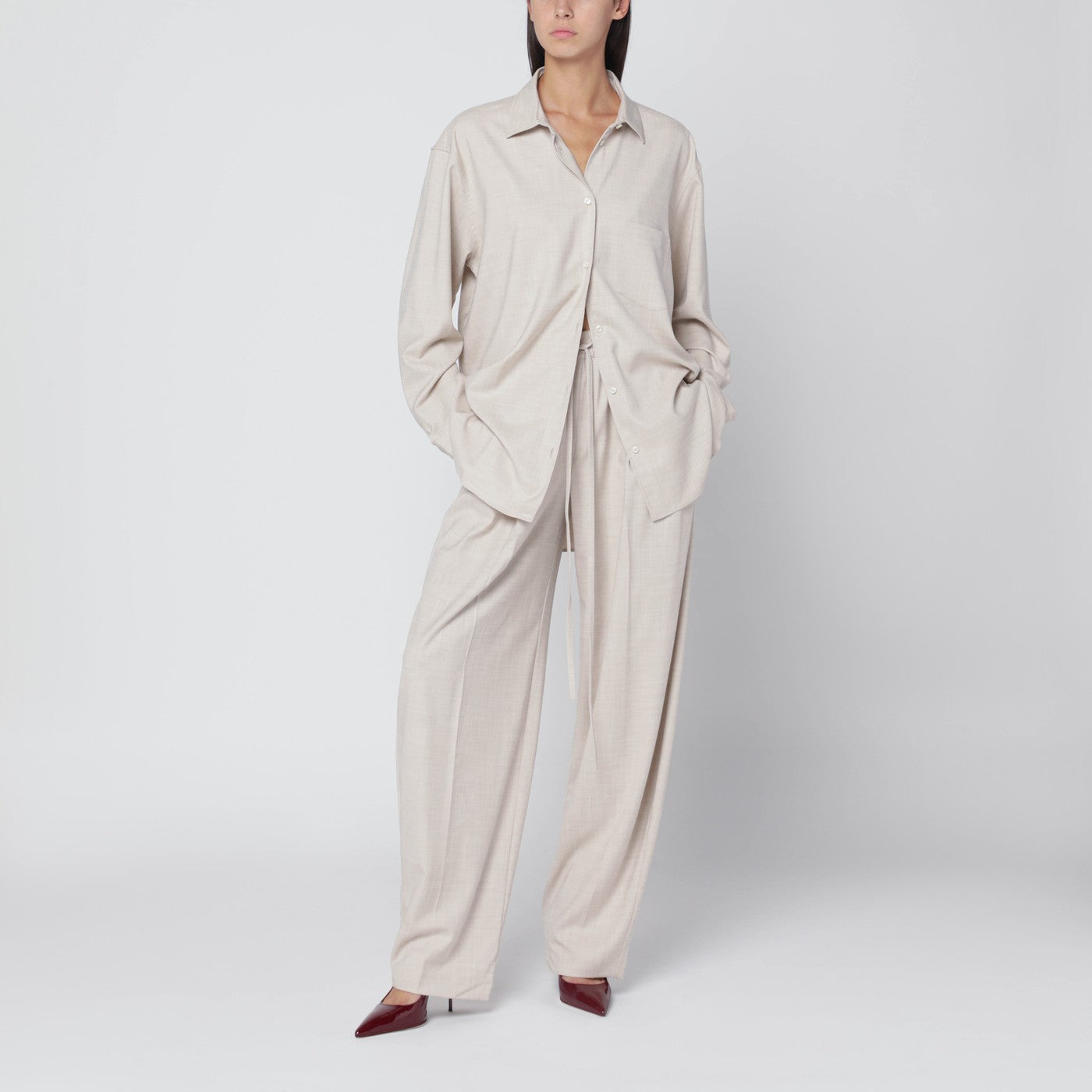 Trousers in ivory melange