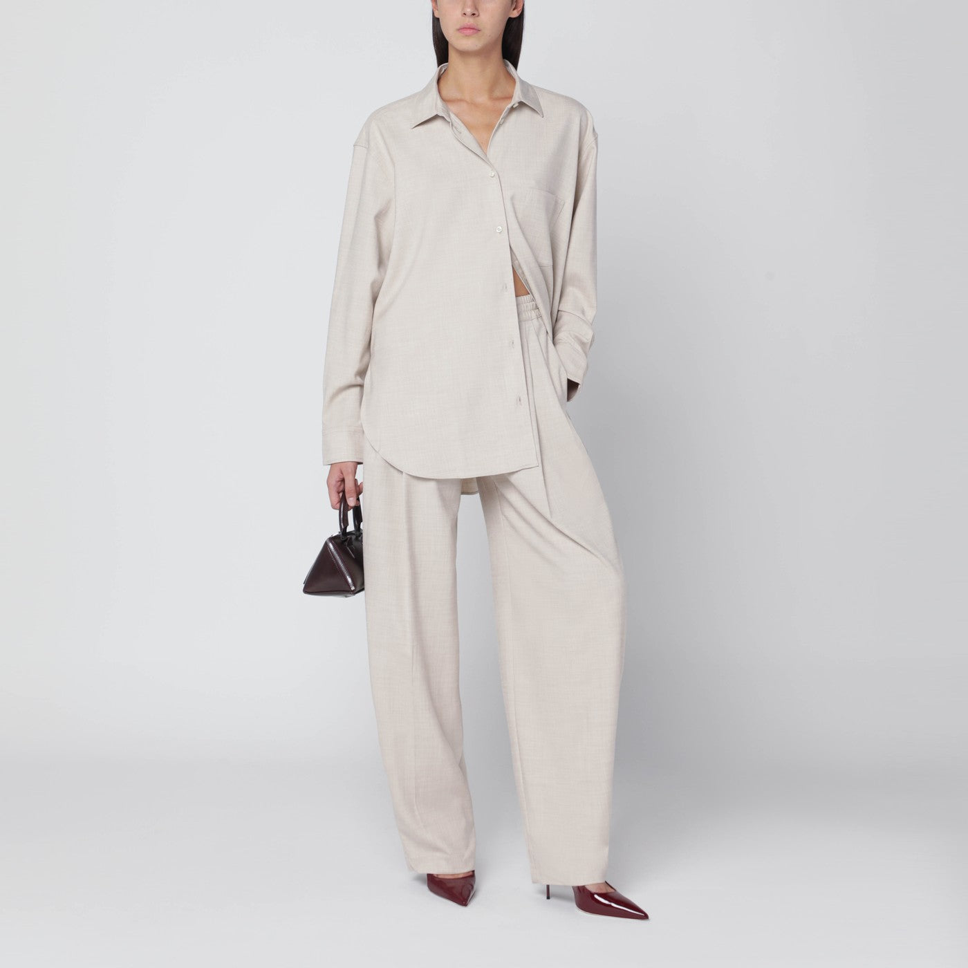 Trousers in ivory melange