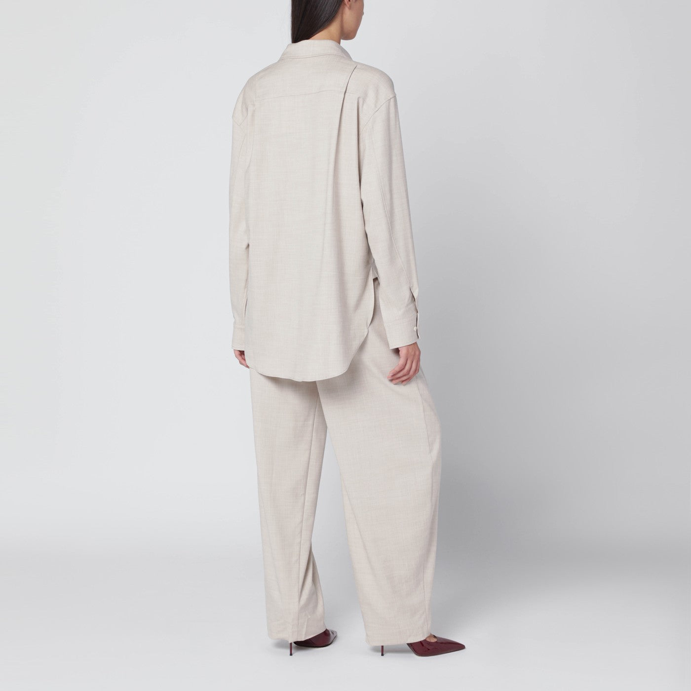 Trousers in ivory melange