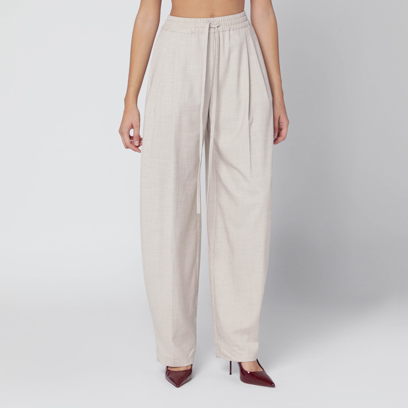 Trousers in ivory melange