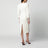 Abito midi bianco latte con spalle arrotondate