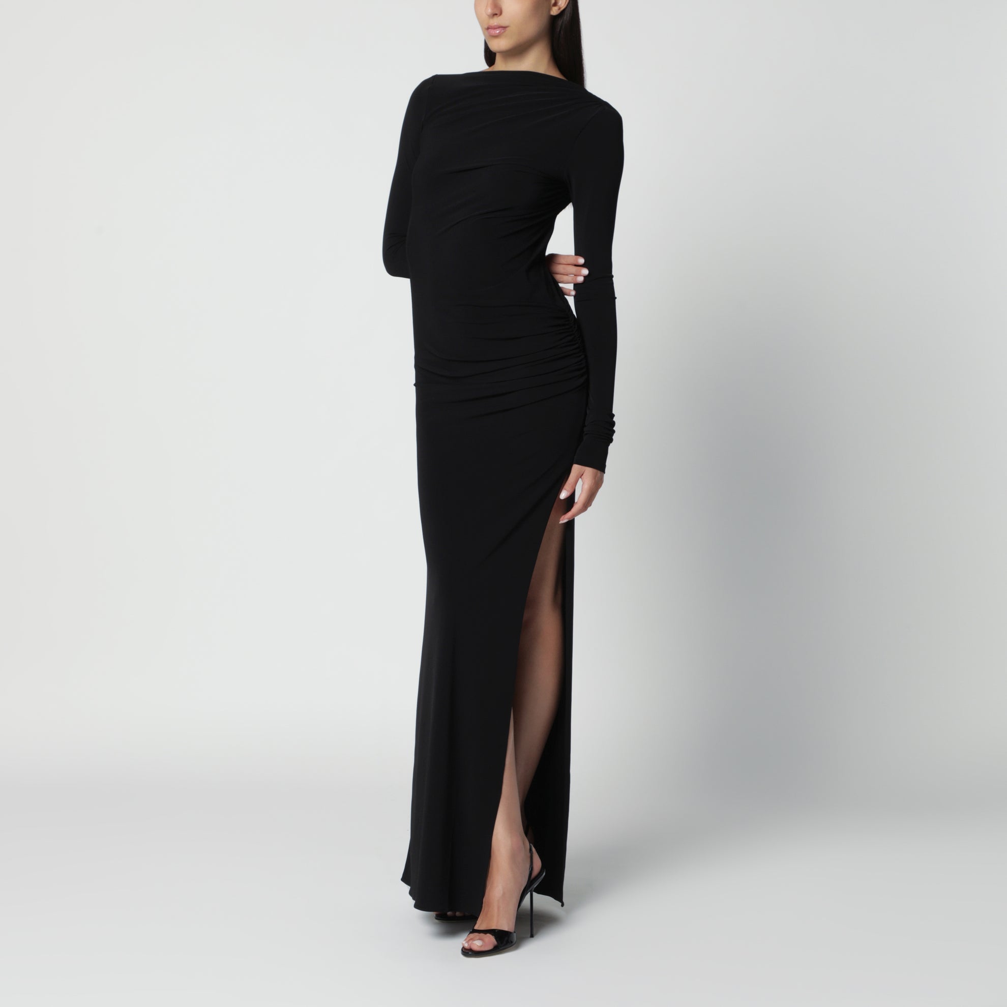 Abito lungo con schiena scoperta in jersey stretch