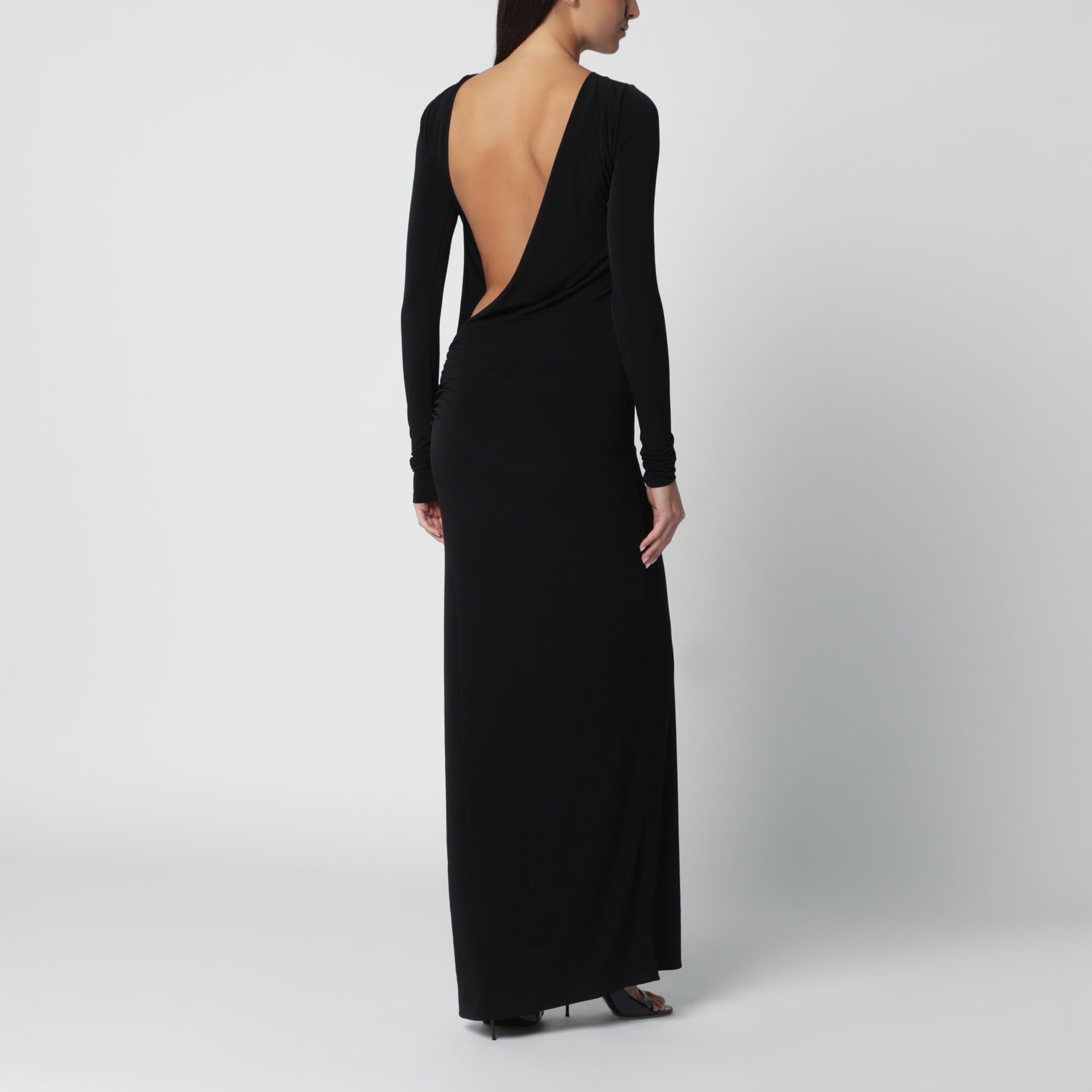 Abito lungo con schiena scoperta in jersey stretch