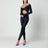 Schwarzer Kendall-Jumpsuit aus glänzendem Stretch-Lycra