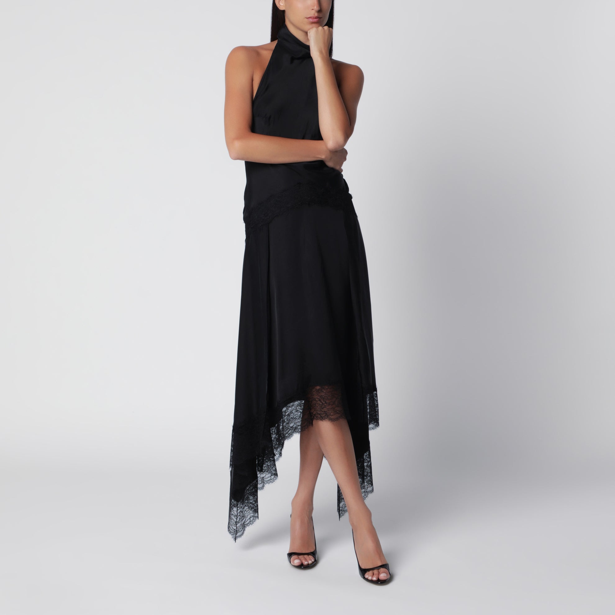 Robe longue Tish noire en cupro