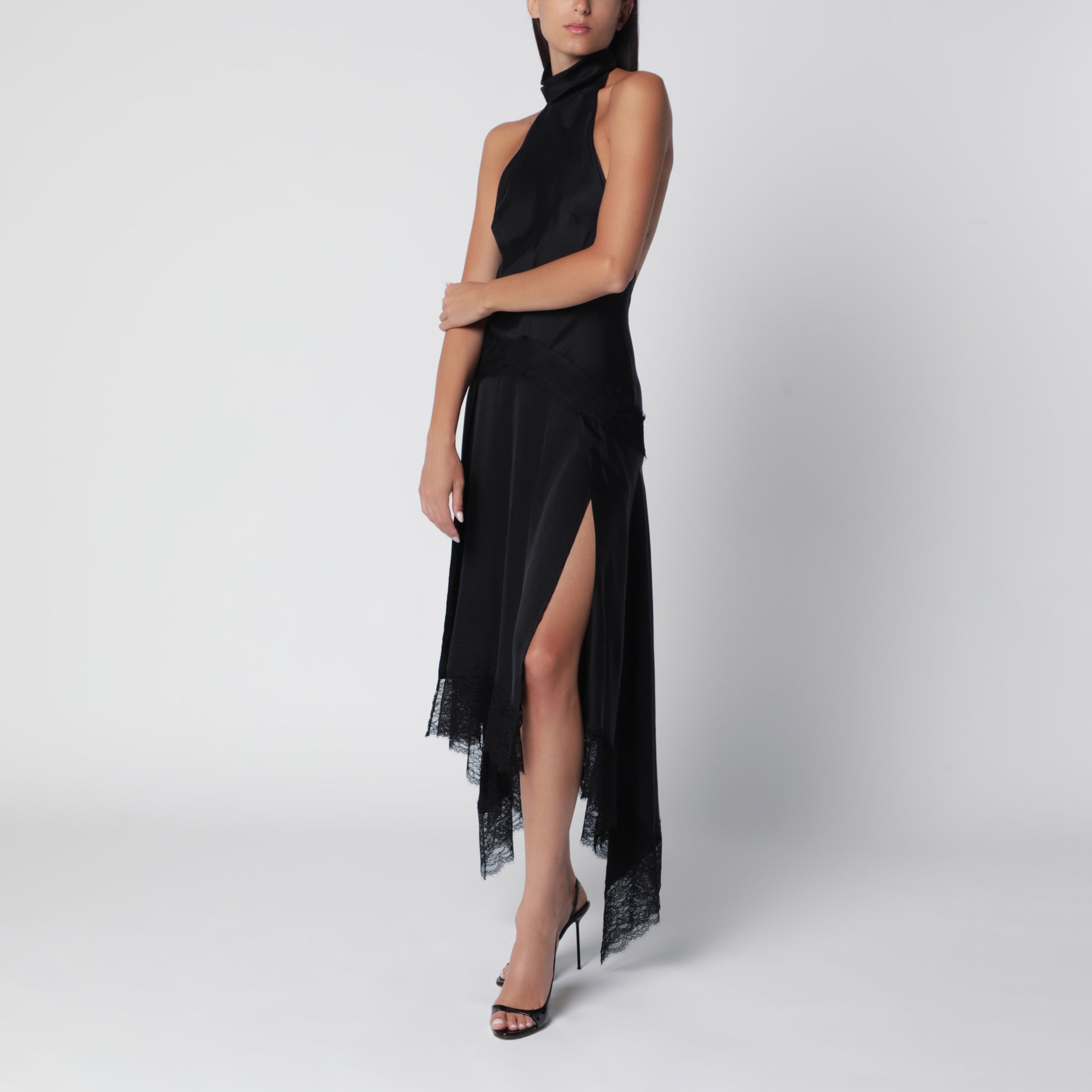Robe longue Tish noire en cupro
