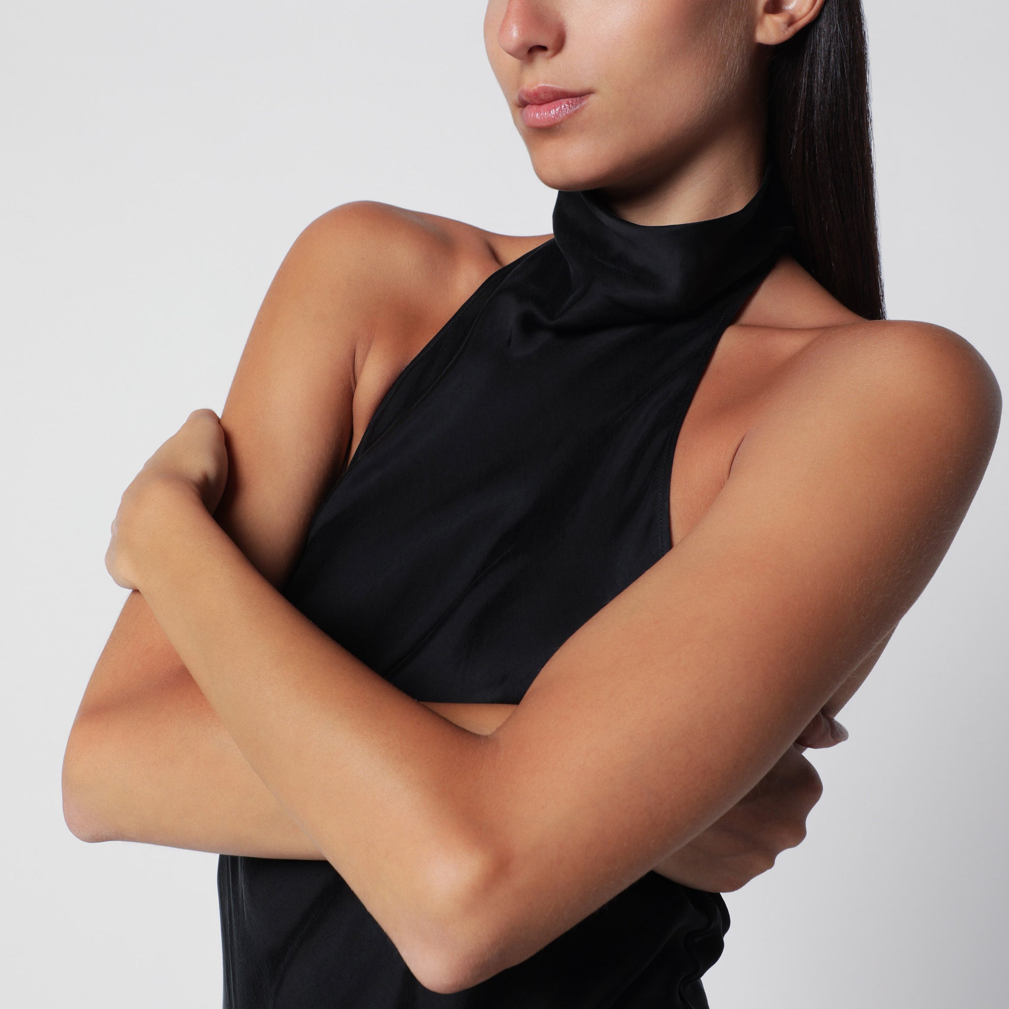 Robe longue Tish noire en cupro