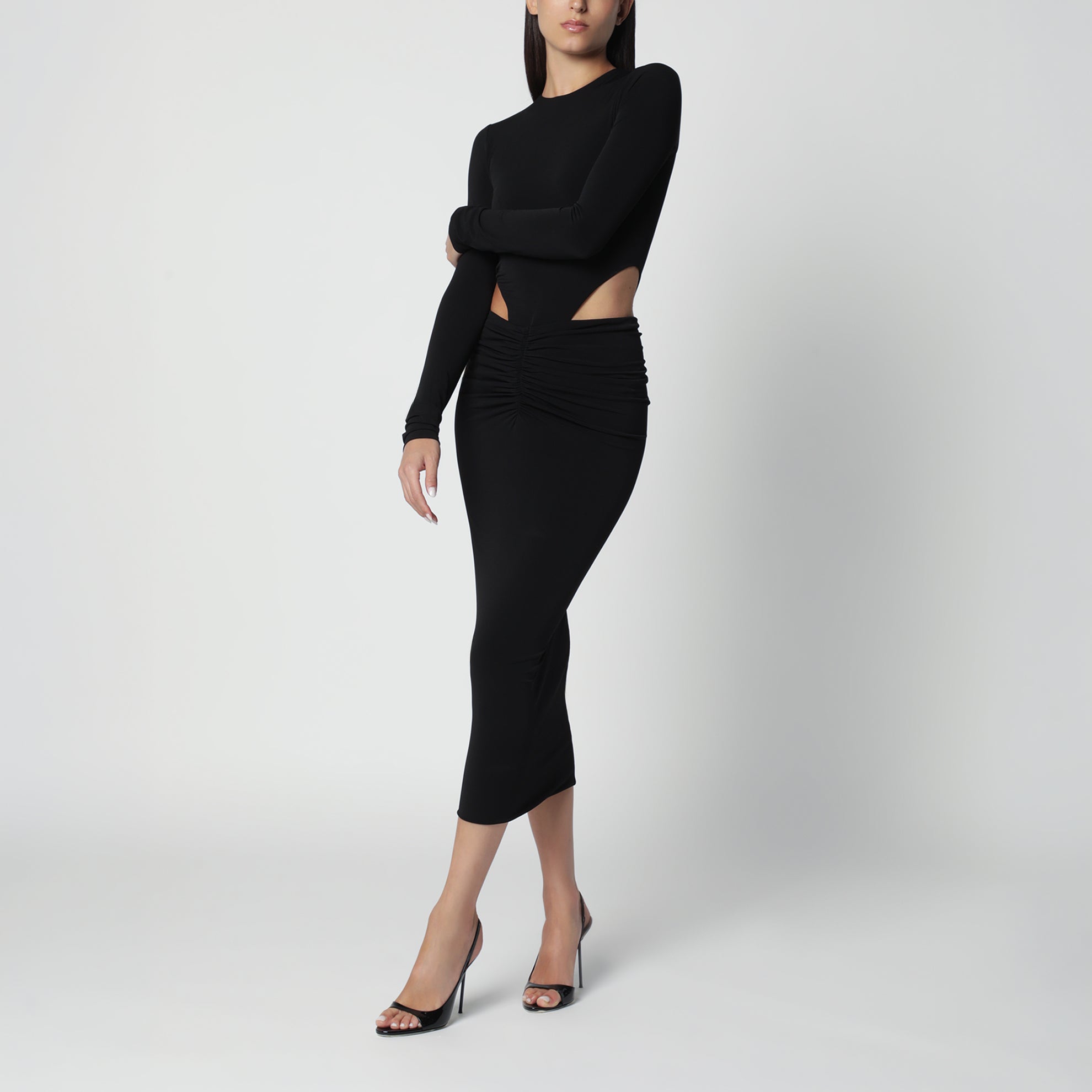 Abito midi nero con dettaglio cut-out in vita