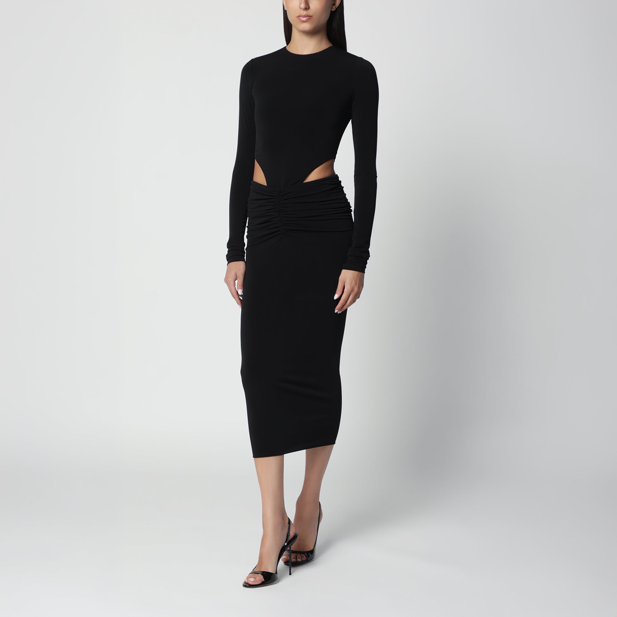 Abito midi nero con dettaglio cut-out in vita