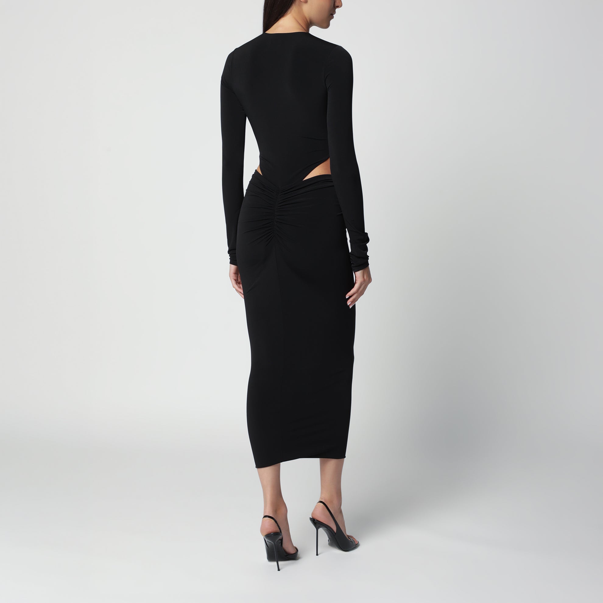 Abito midi nero con dettaglio cut-out in vita