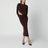 Braunes Midikleid mit Cut-out-Detail an der Taille