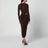 Braunes Midikleid mit Cut-out-Detail an der Taille