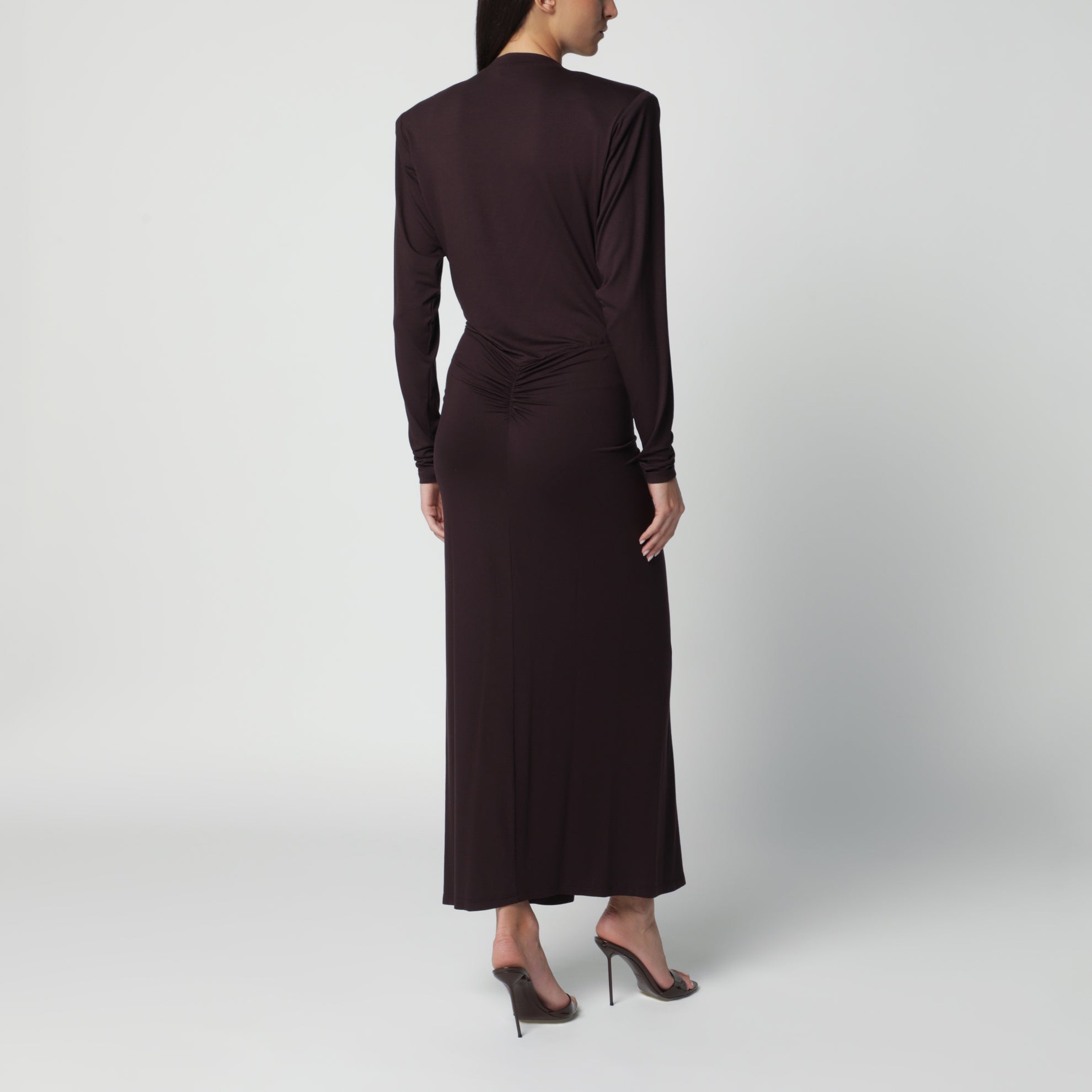 Robe longue Rouge Noir avec drapé à la taille