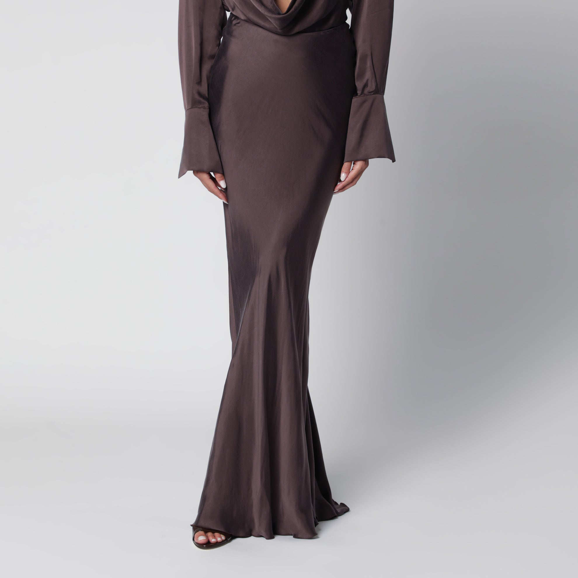 Gonna lunga rouge noir in raso