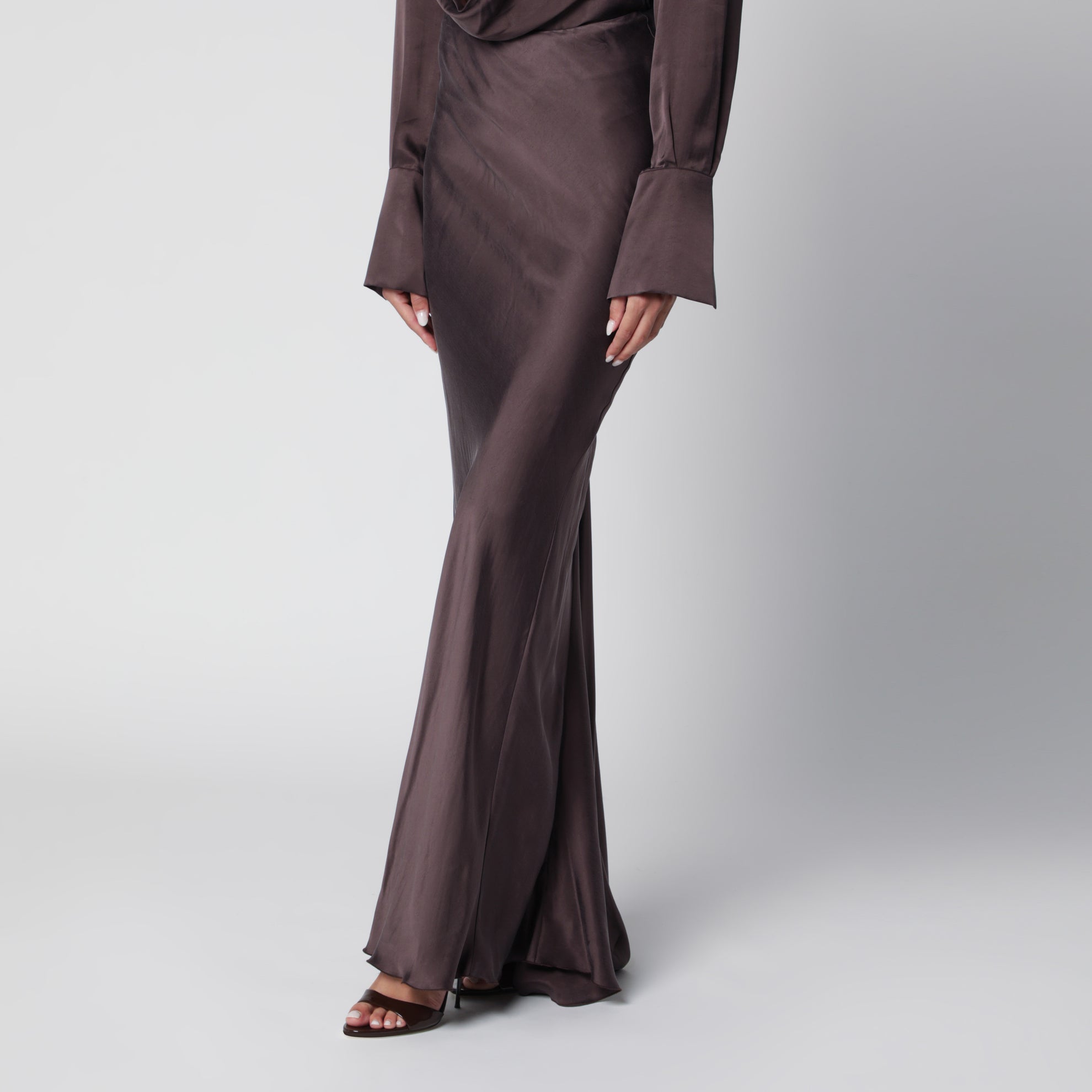 Gonna lunga rouge noir in raso