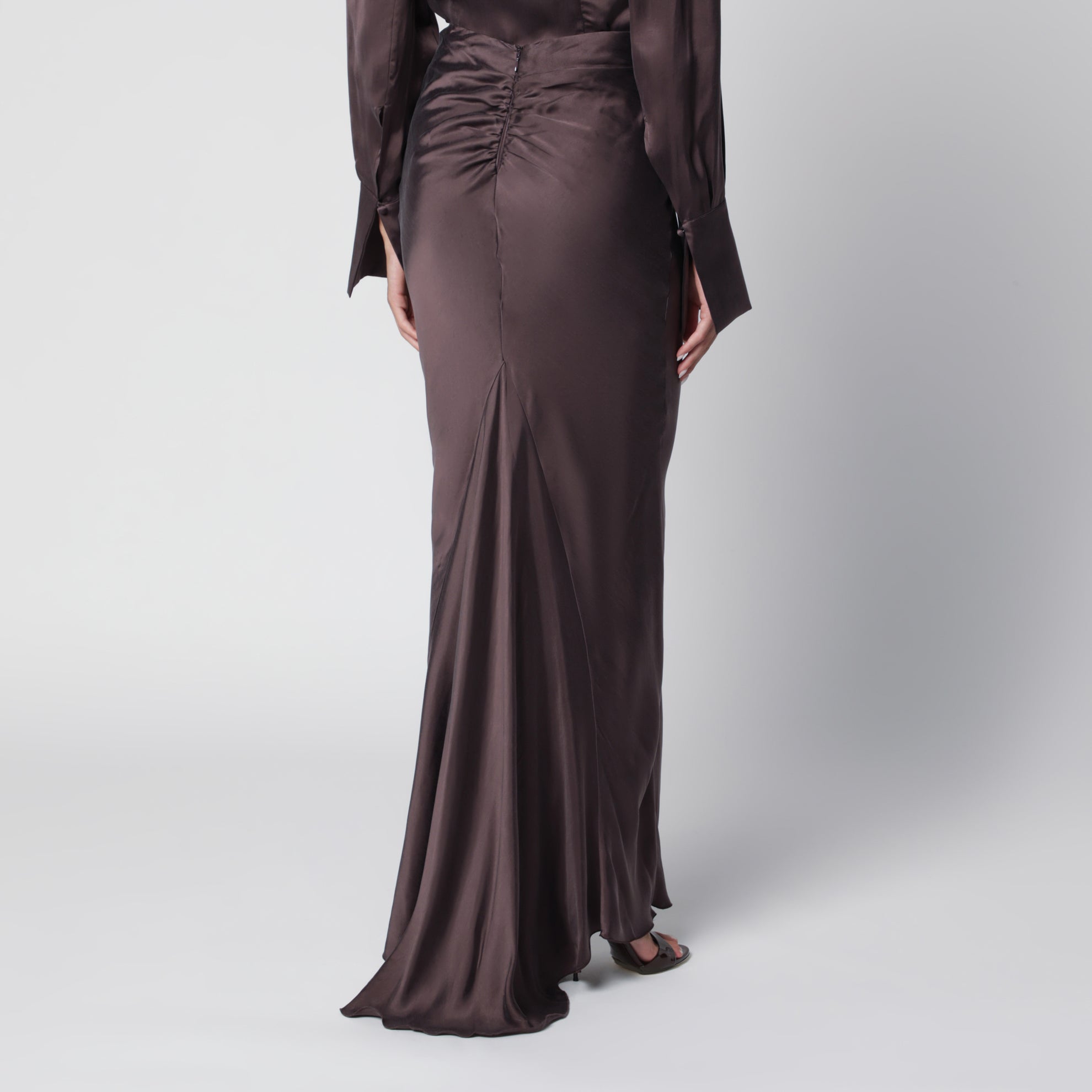 Gonna lunga rouge noir in raso