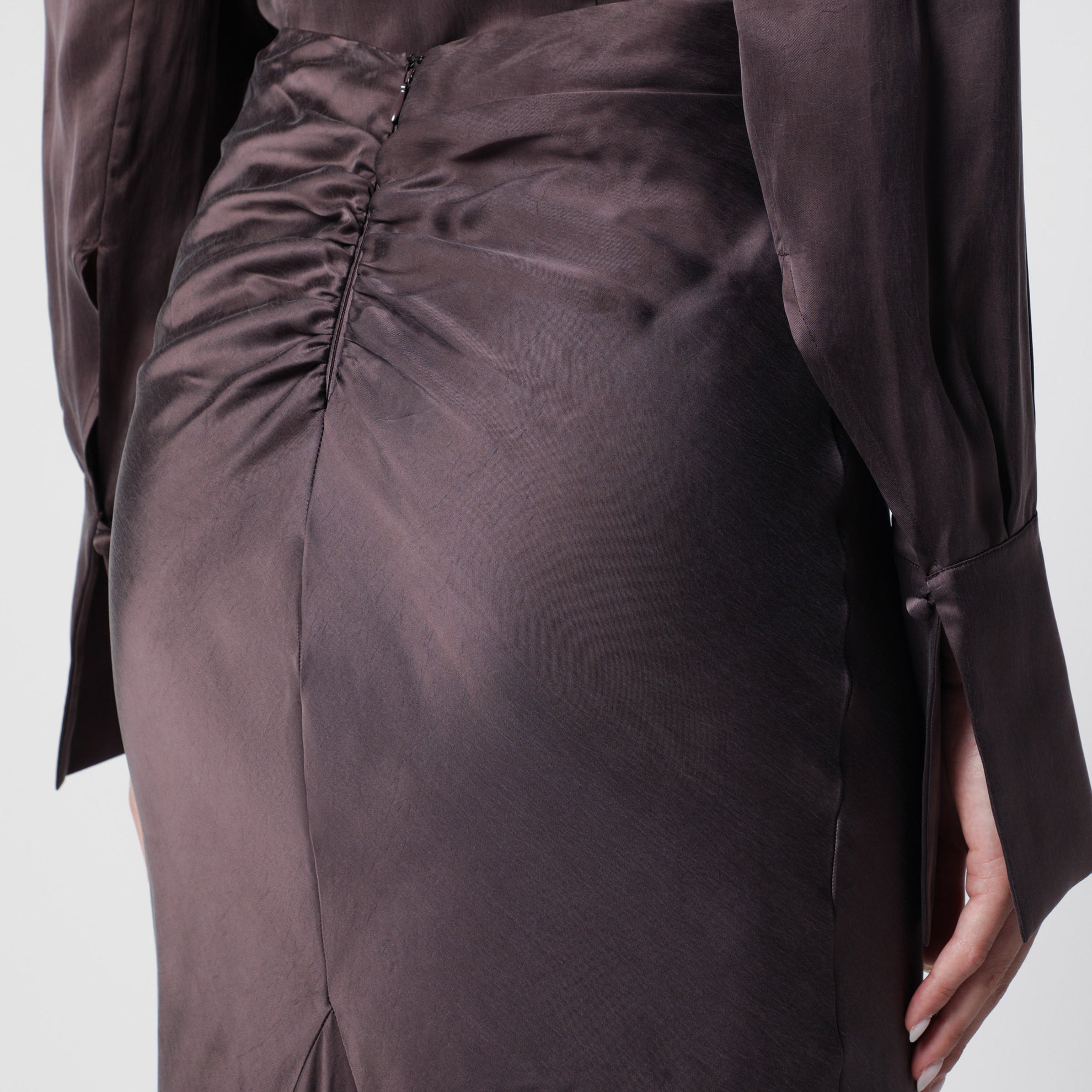 Gonna lunga rouge noir in raso